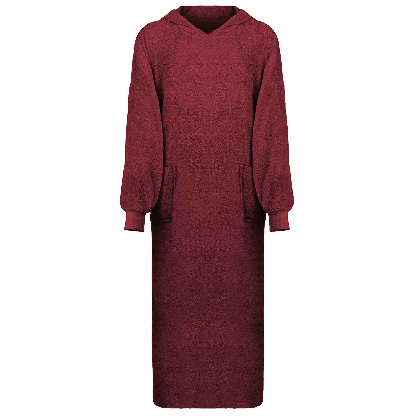 vidaXL Bademantel Decken-Hoodie KINN Rot XXL Baumwolle, Baumwolle