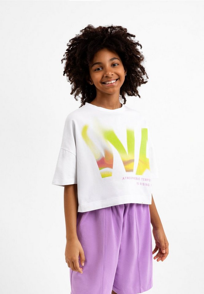 Gulliver T-Shirt mit trendigen Prints auf der Front, Weiche  Baumwollqualität mit Stretchanteil sorgt für Komfort