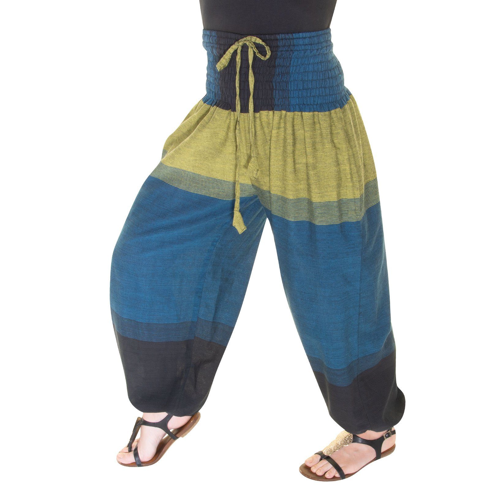 Pluderhose KUNST&MAGIE Haremshose bunt size MAGIE UND KUNST Petrol Boho / Smerhose Damen Grün Yoga one Pumphose