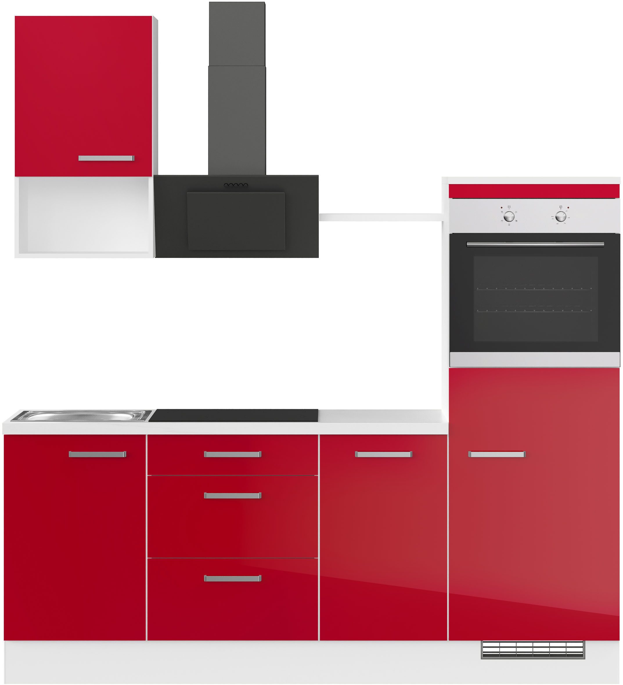 IMPULS KÜCHEN Кухниzeile "Turin", Ausrichtung wählbar, Schubkästen mit Soft-Close, vormontiert, wahlw. mit E-Geräten, Breite 215 cm