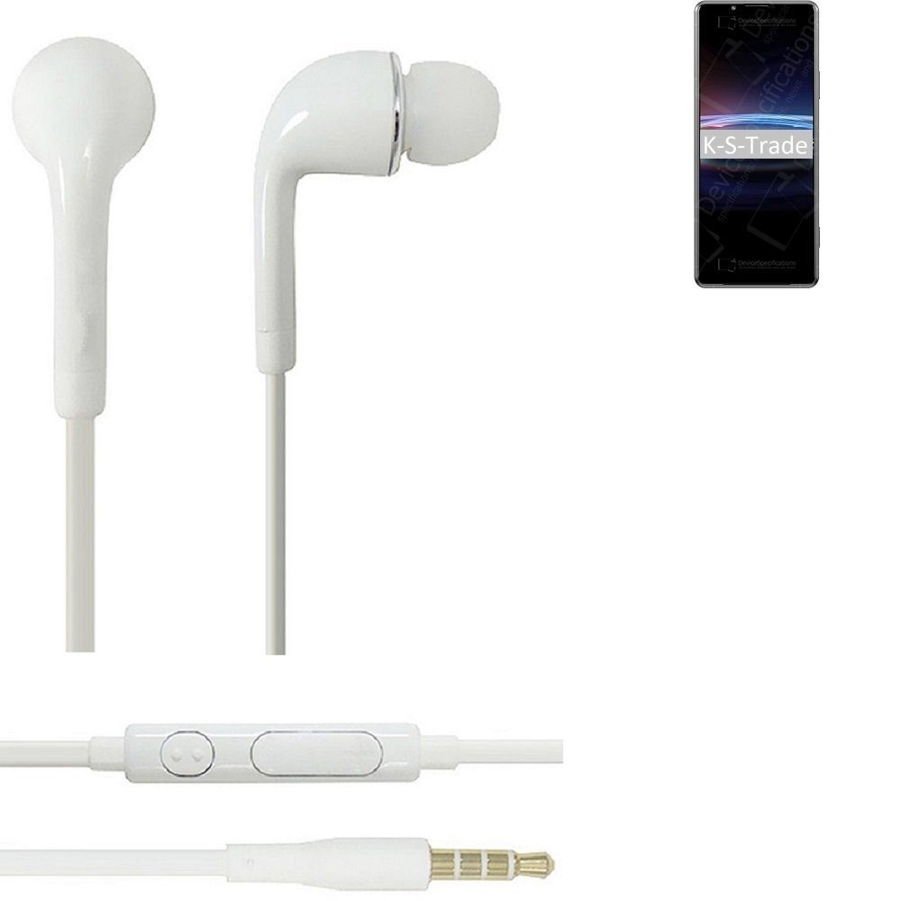 K-S-Trade für Sony Xperia PRO-I In-Ear-Kopfhörer (Kopfhörer Headset mit Mikrofon u Lautstärkeregler weiß 3,5mm)