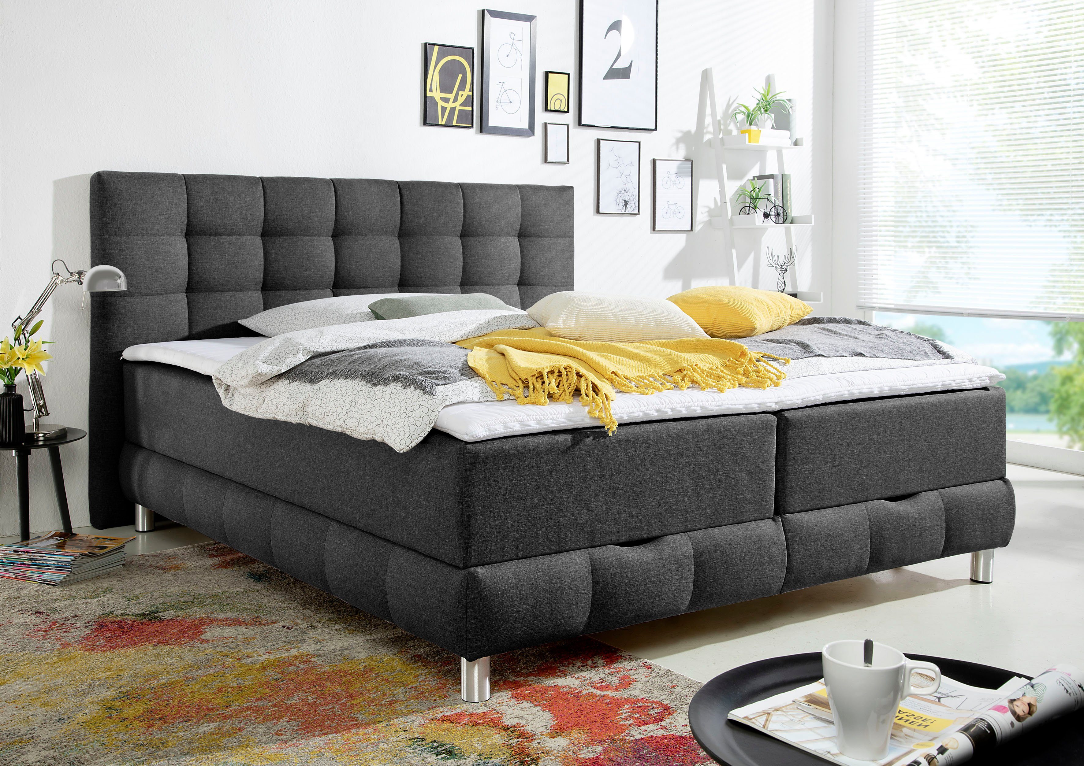 Home affaire Boxbett Vaasa, inkl. Bettkasten & Topper, XXL-Ausführung, Überlänge 220 cm