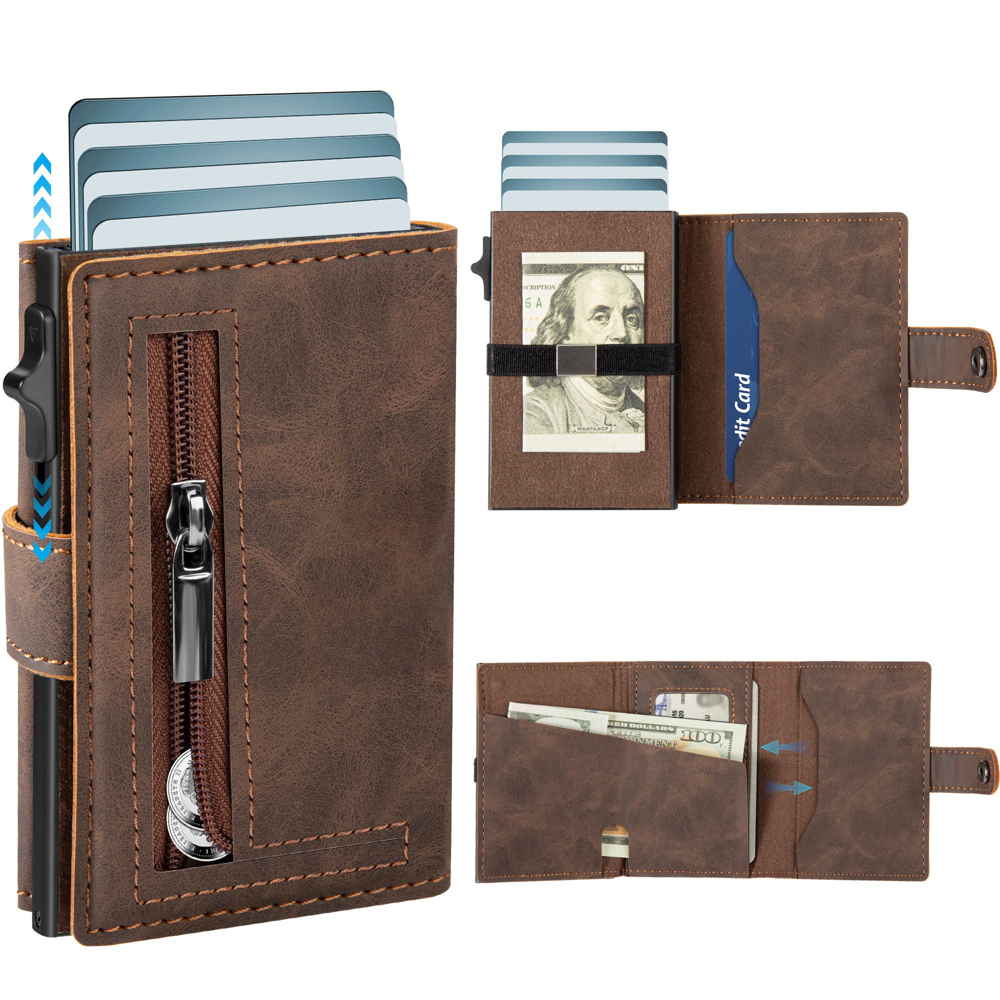 Geldbörse Geldbörse Herren Slim Wallet RFID Blocking Kohlefaserleder