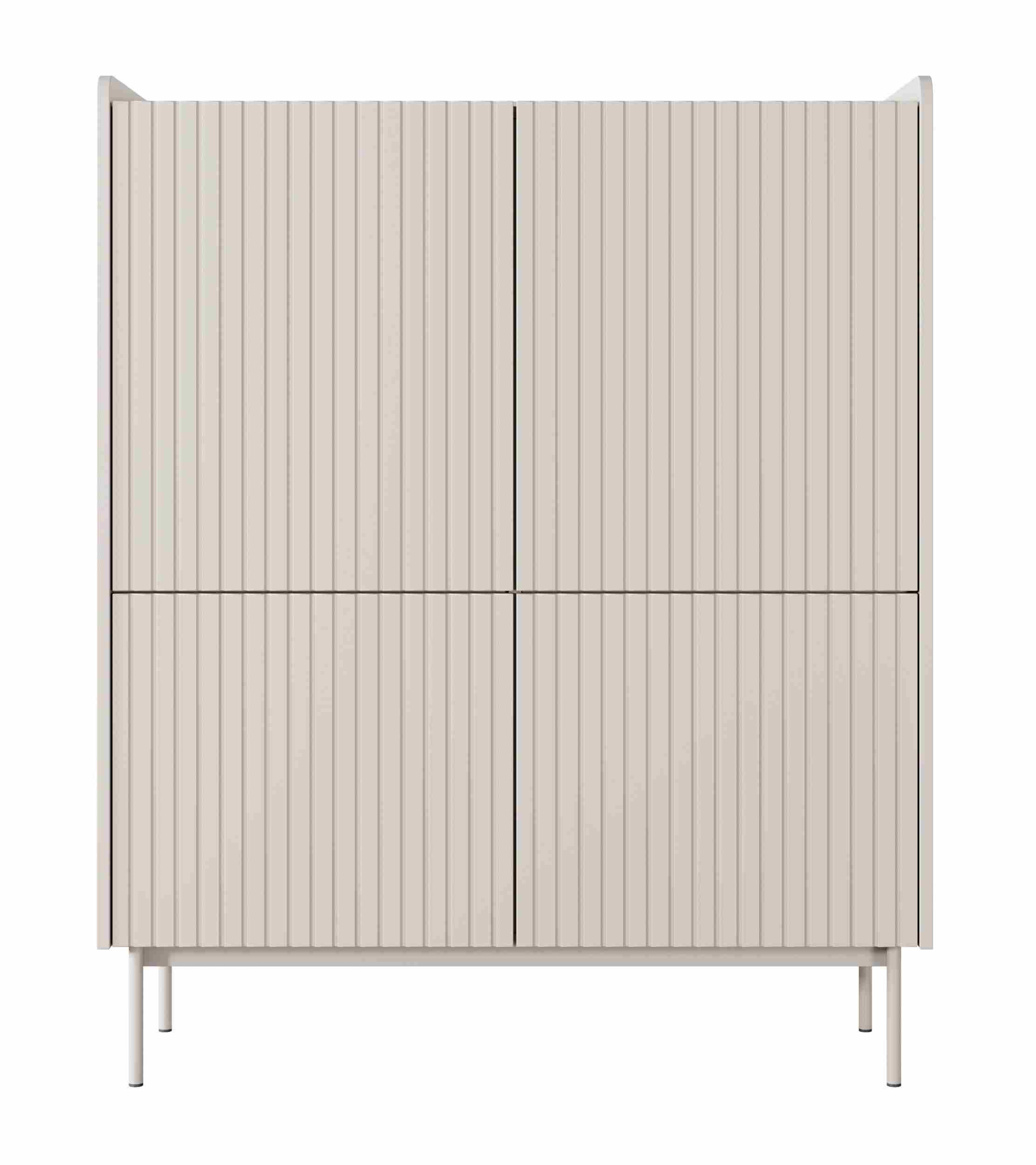 Furnix Highboard Rebeca Kommode mit vier Двері und Metallbeine elegant Beige, 8 geräumige Fächer, Design & Funktionalität