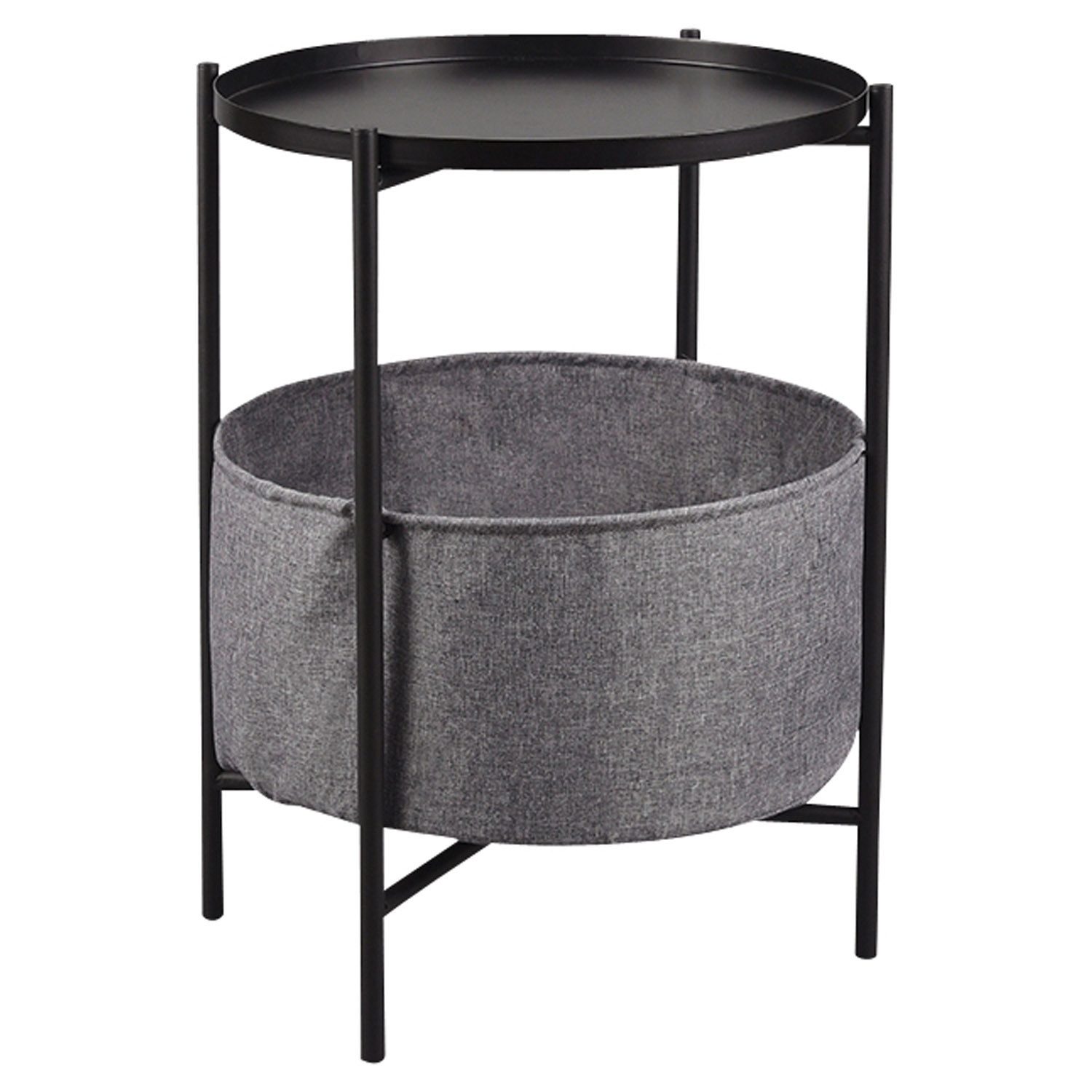 Beistelltisch SUE, Ø 45 cm, Schwarz, Grau, Metall