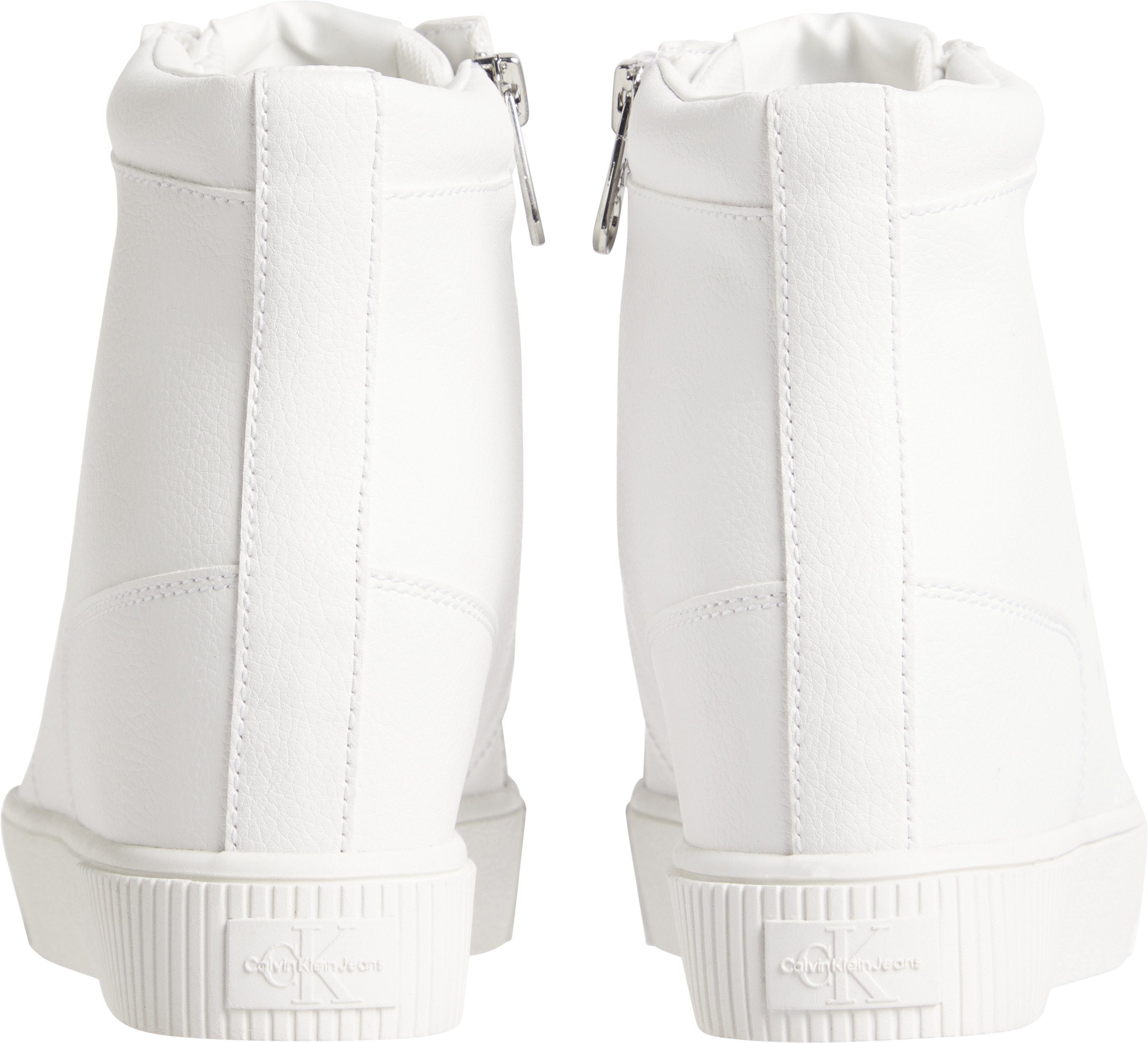 Calvin Klein Jeans Plateausneaker mit CUPSOLE LACEUP seitlichem HIDDEN Logoschriftzug WEDGE weiß-silberfarben