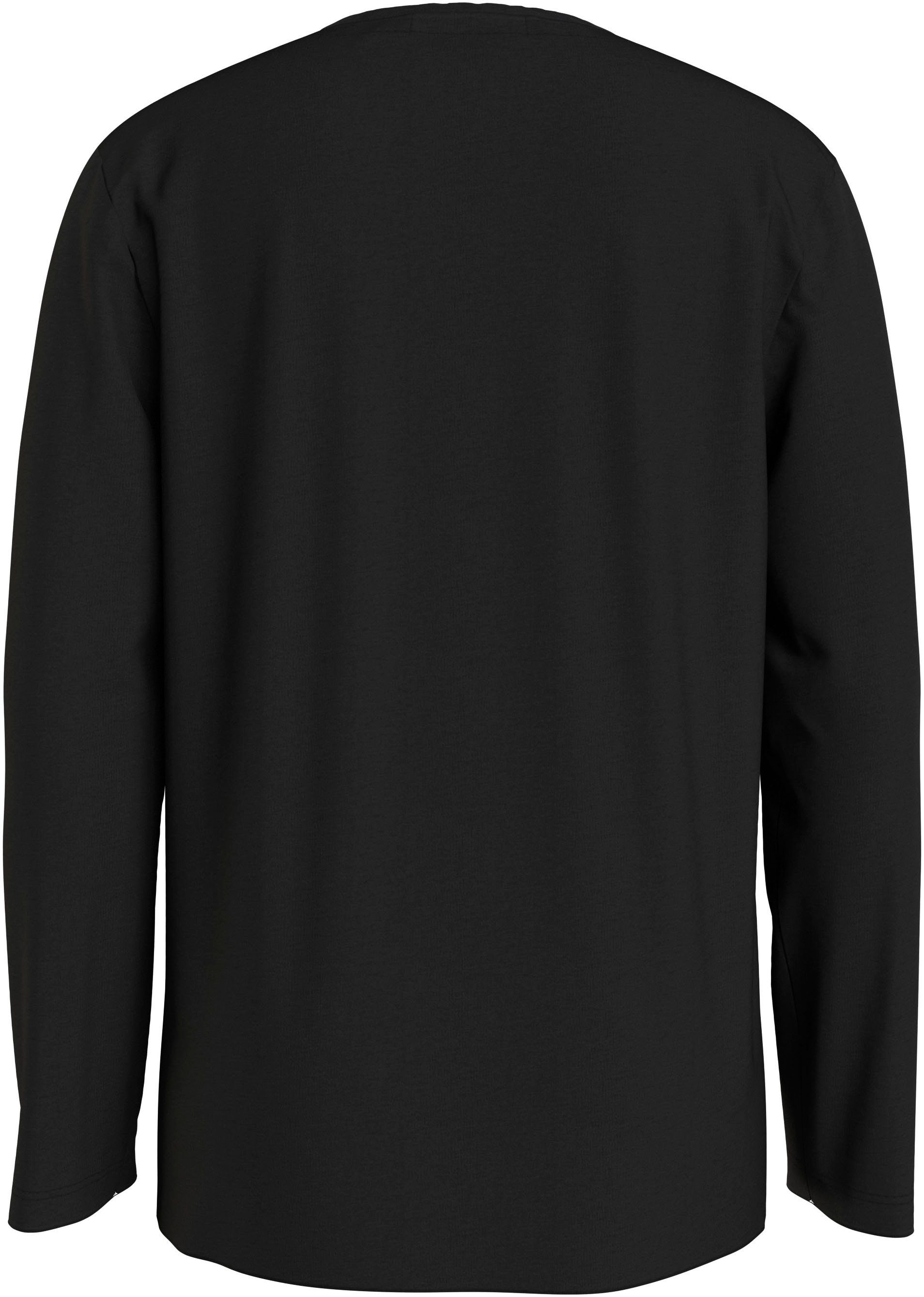 Calvin Klein Ck TOP LS Black Langarmshirt CHEST Logodruck MONOGRAM Jeans mit