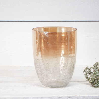 Antikas Dekovase Handgefertigte Vase aus weiß-orangenem Glas - H.20cm