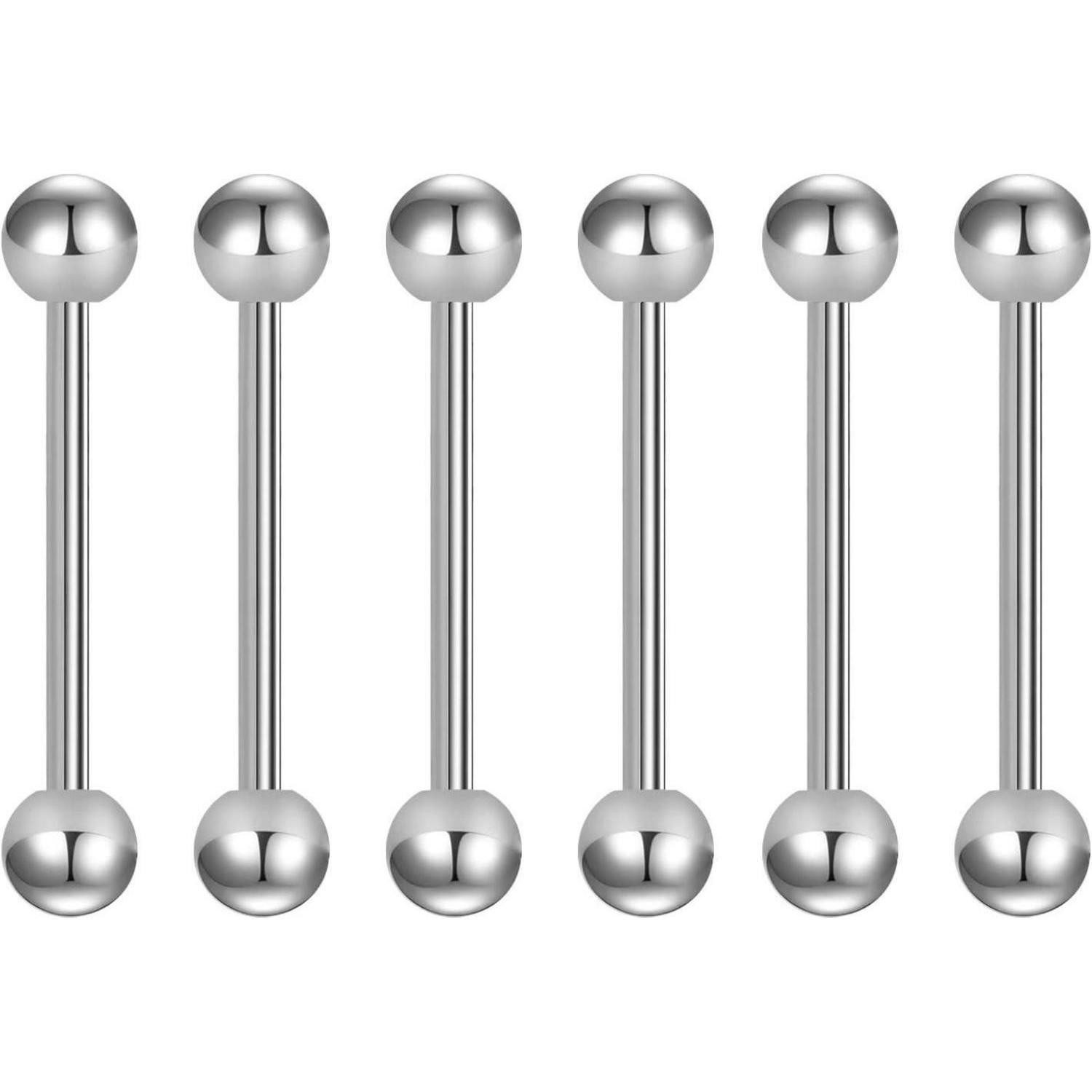 Briana Williams Brustwarzenpiercing Zungenpiercing Brustwarzenpiercing Chirurgenstahl 14G Barbell Silber