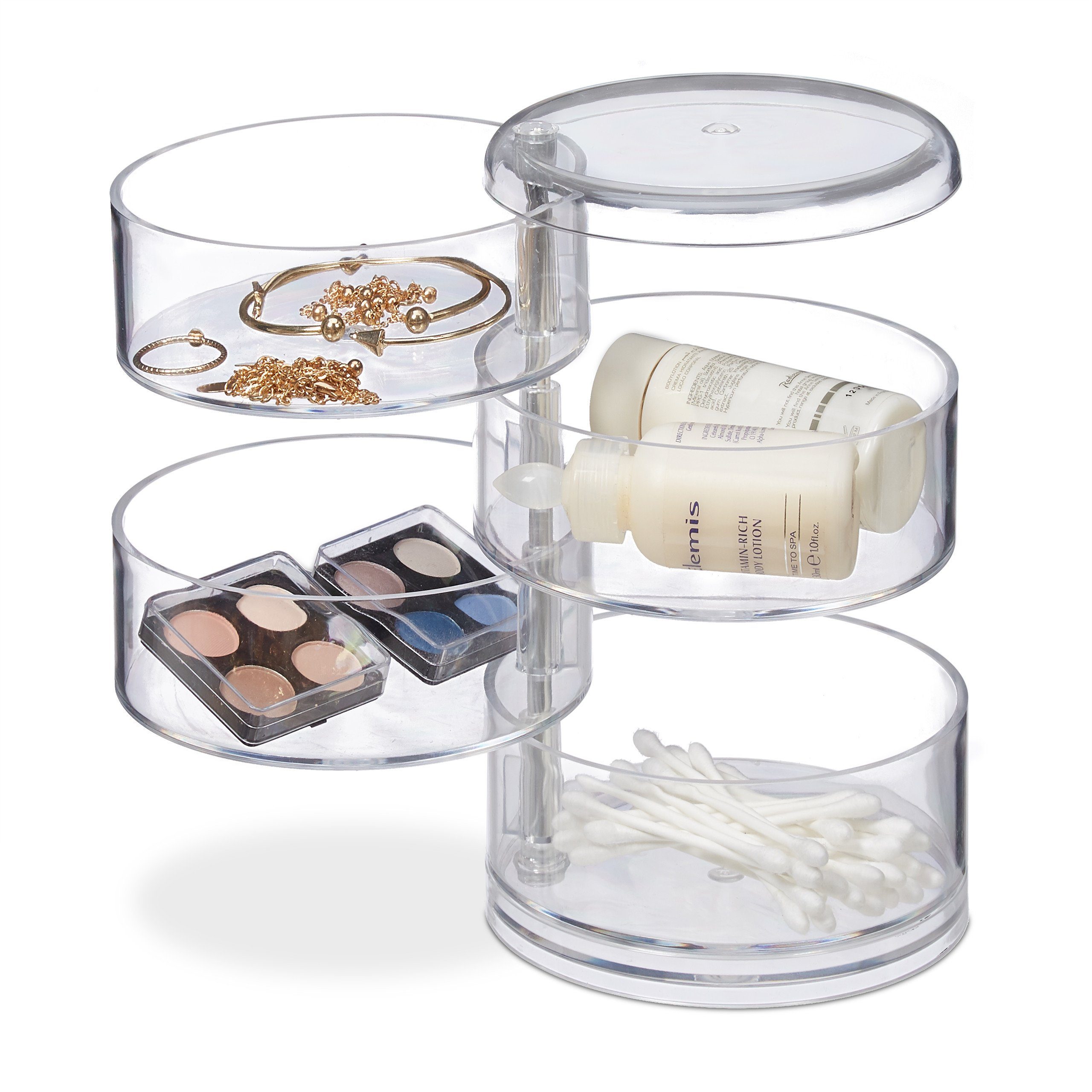 relaxdays Make-Up Organizer Kosmetikorganizer mit drehbaren Fächern, 1-tlg.