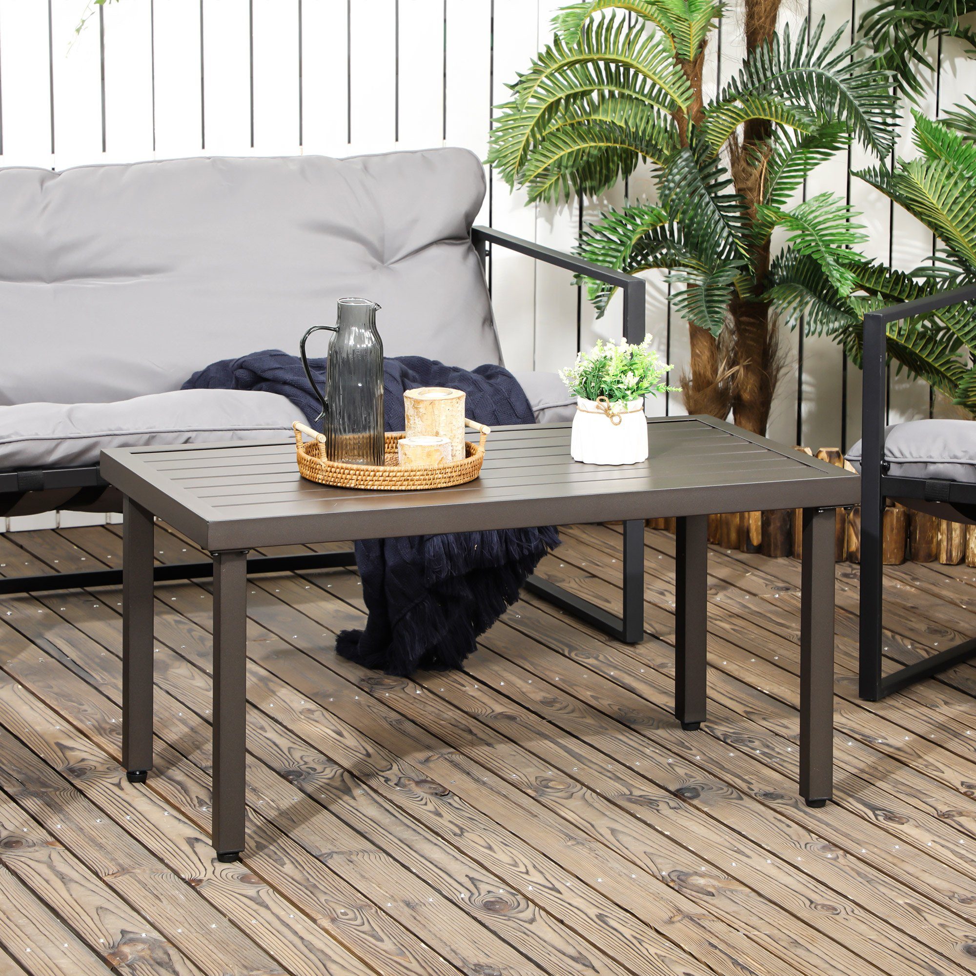 Outsunny (Set, Couchtisch Holzoptik Couchtisch), mit 1-St., Beistelltisch