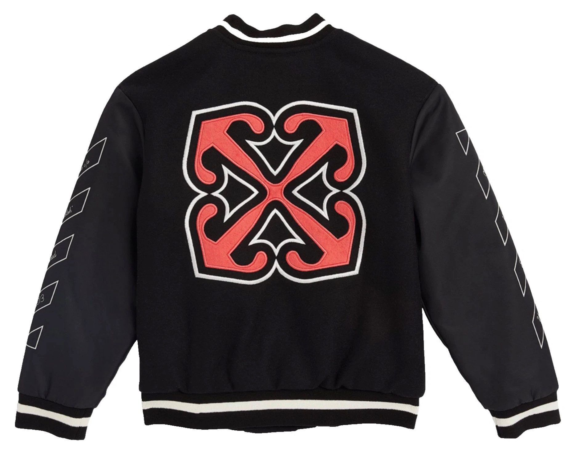 OFF-WHITE Bomberjacke Kids Varsity College Jacke Multicolor Patches vereint luxuriöse Materialien und handwerkliche Präzision