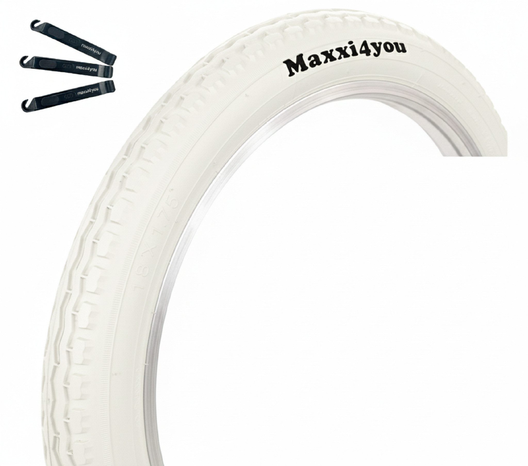 maxxi4you Fahrradreifen Maxxi4you 1 x Fahrradreifen HY-145 in Weiß 18 x 1.75 inkl. Reifenheber
