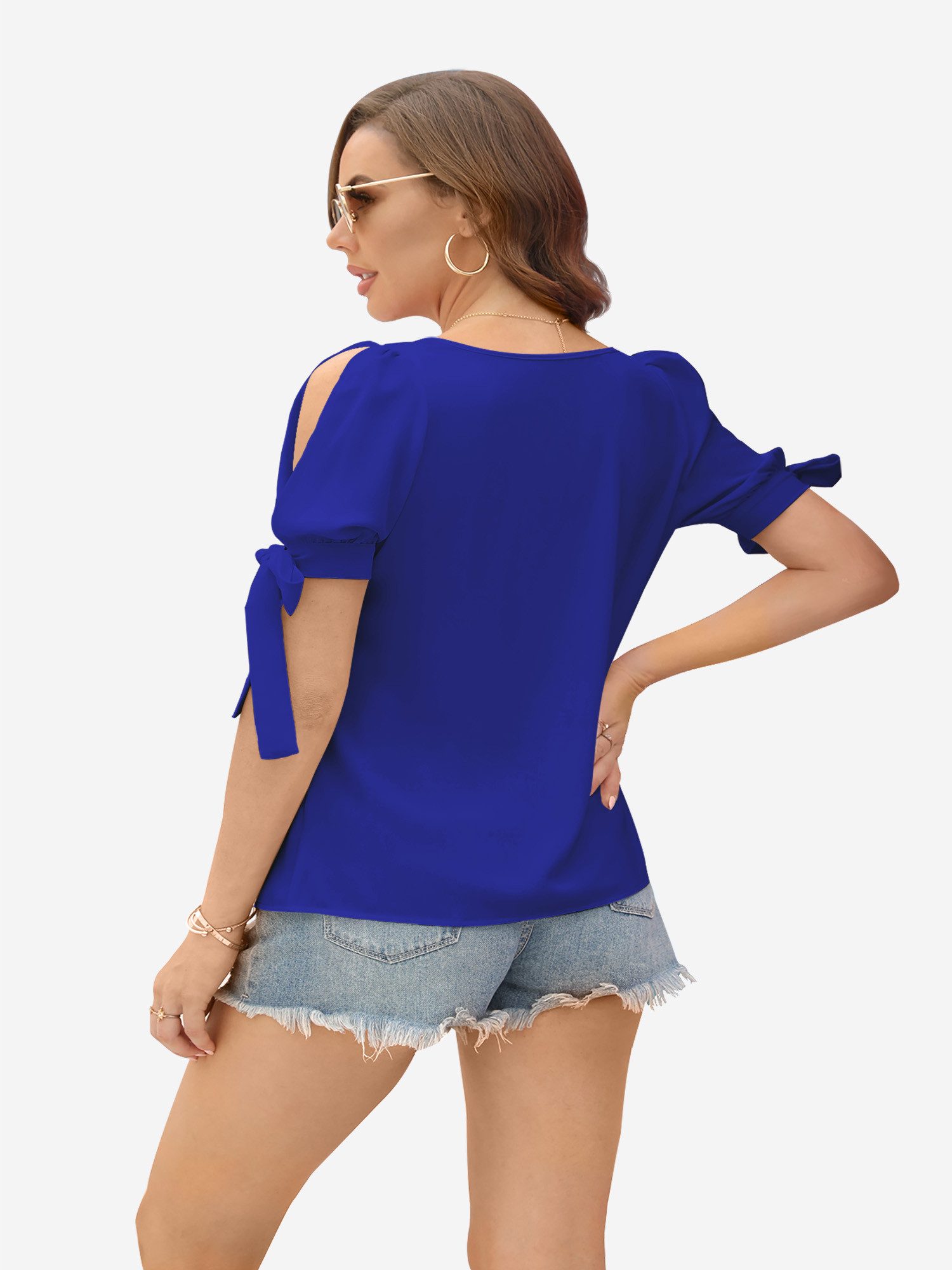 Imily Bela Shirtbluse Damen Schulterfreies Oberteil (Packung, 1-tlg., 1per-Pack) Einfarbig