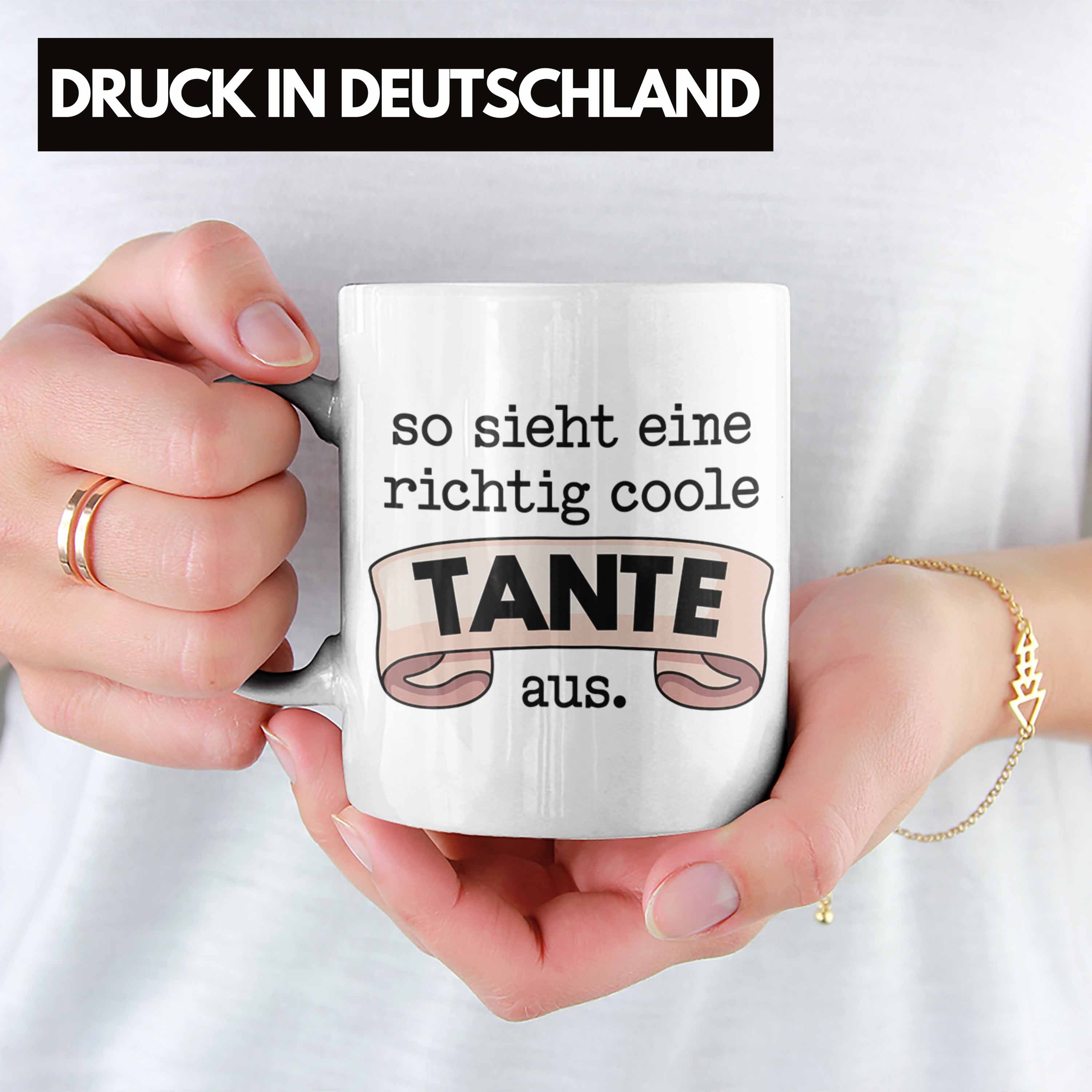 Trendation Tasse mit Coole Trendation für Geschenk Weiss Kaffeetasse Beste Tante Tante Tasse Spruch -