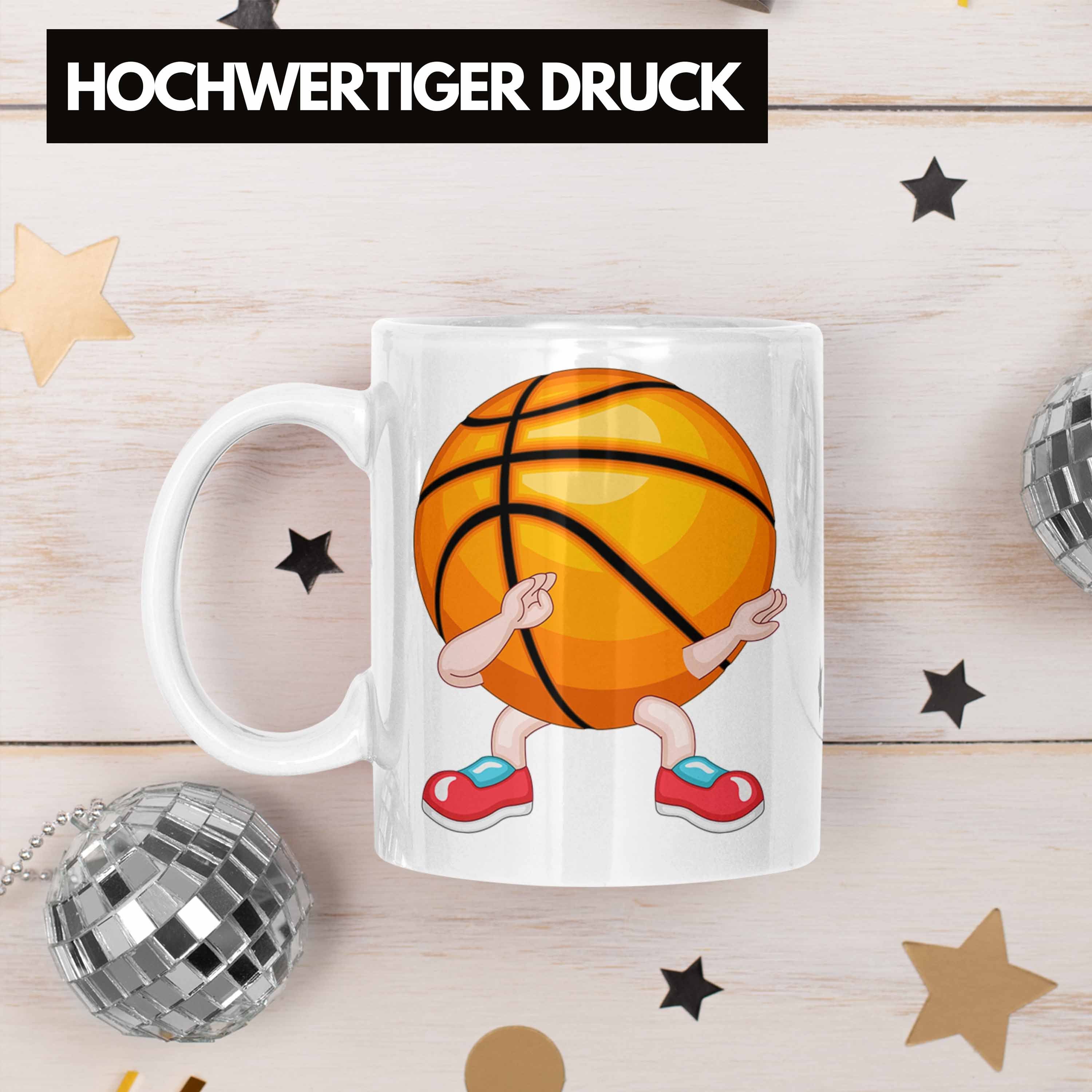 Trendation Tasse Basketball Lustige Geschenk Spieler Tasse für Basketball Weiss Coach Trainer