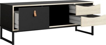 Home affaire TV-Board Stubbe, 3 Schubladen, Ledergriffe für die größte Schublade, Breite 117,2 cm
