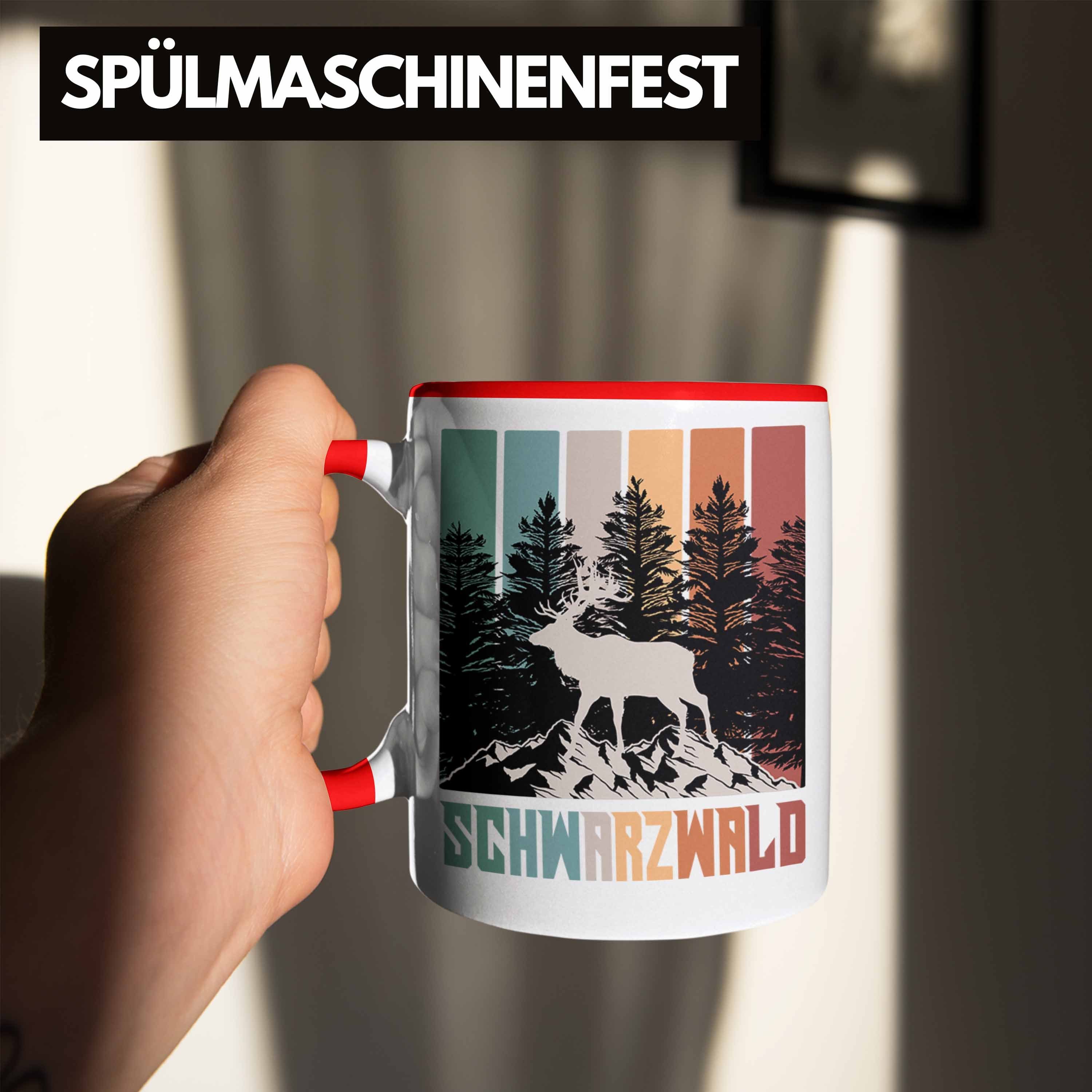 Trendation Schwarzwald Tasse Geschenkidee Tasse Hirsch Geschenk Rot Grafik