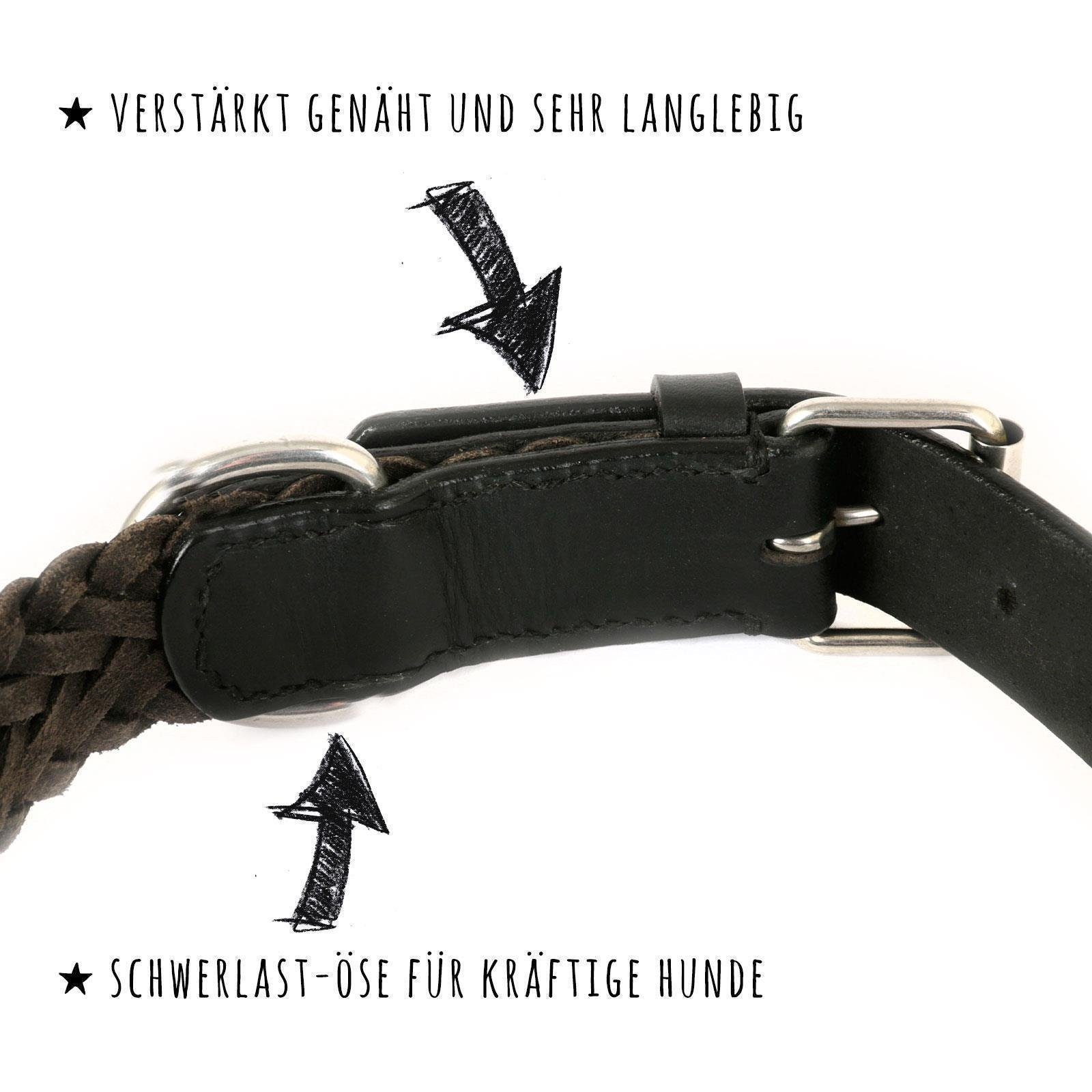 Monkimau Hunde-Halsband Hundehalsband aus Leder geflochten, Leder