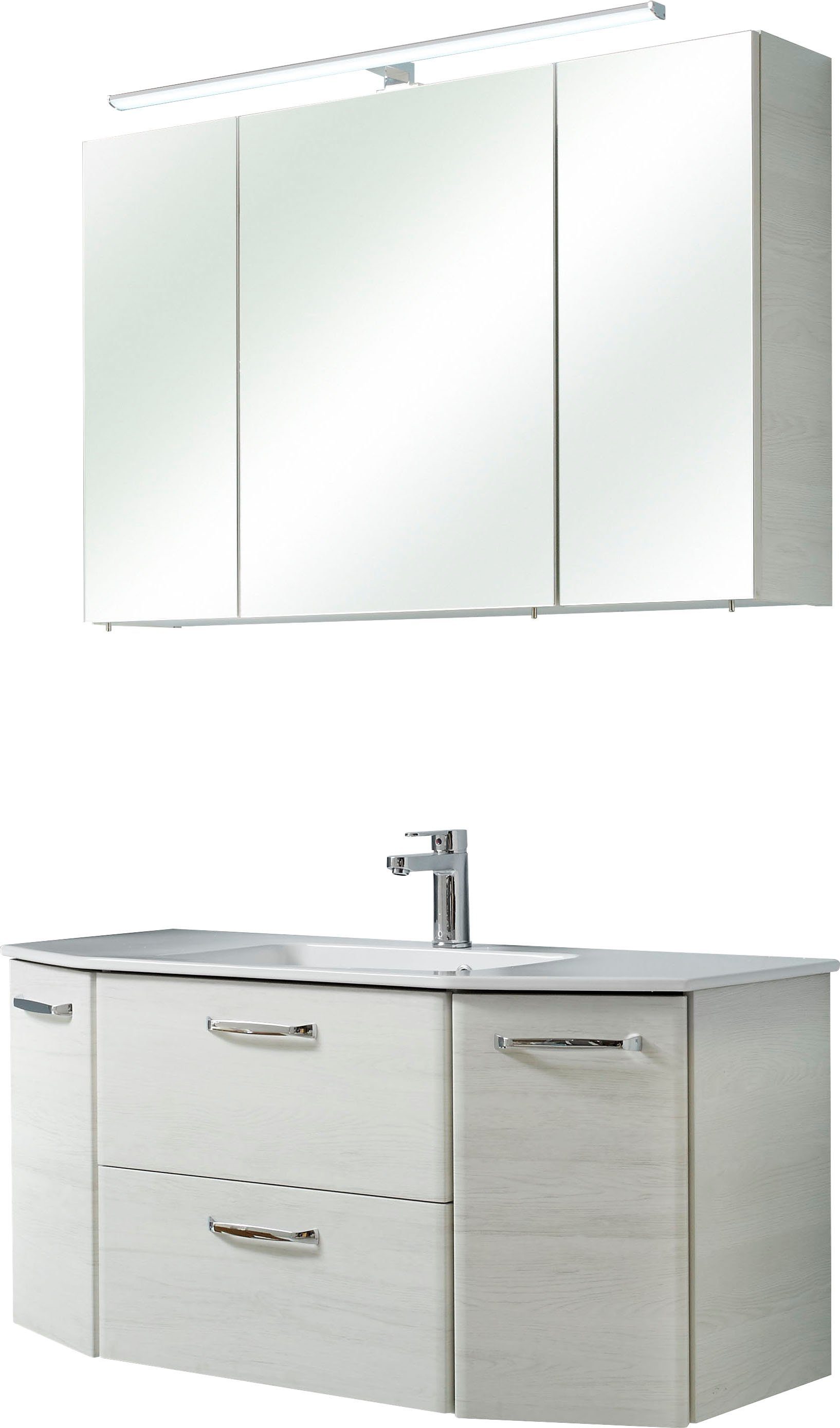 Saphir Badmöbel-Set Quickset 2-teilig, Keramik-Waschtisch mit LED-Spiegelsc günstig online kaufen