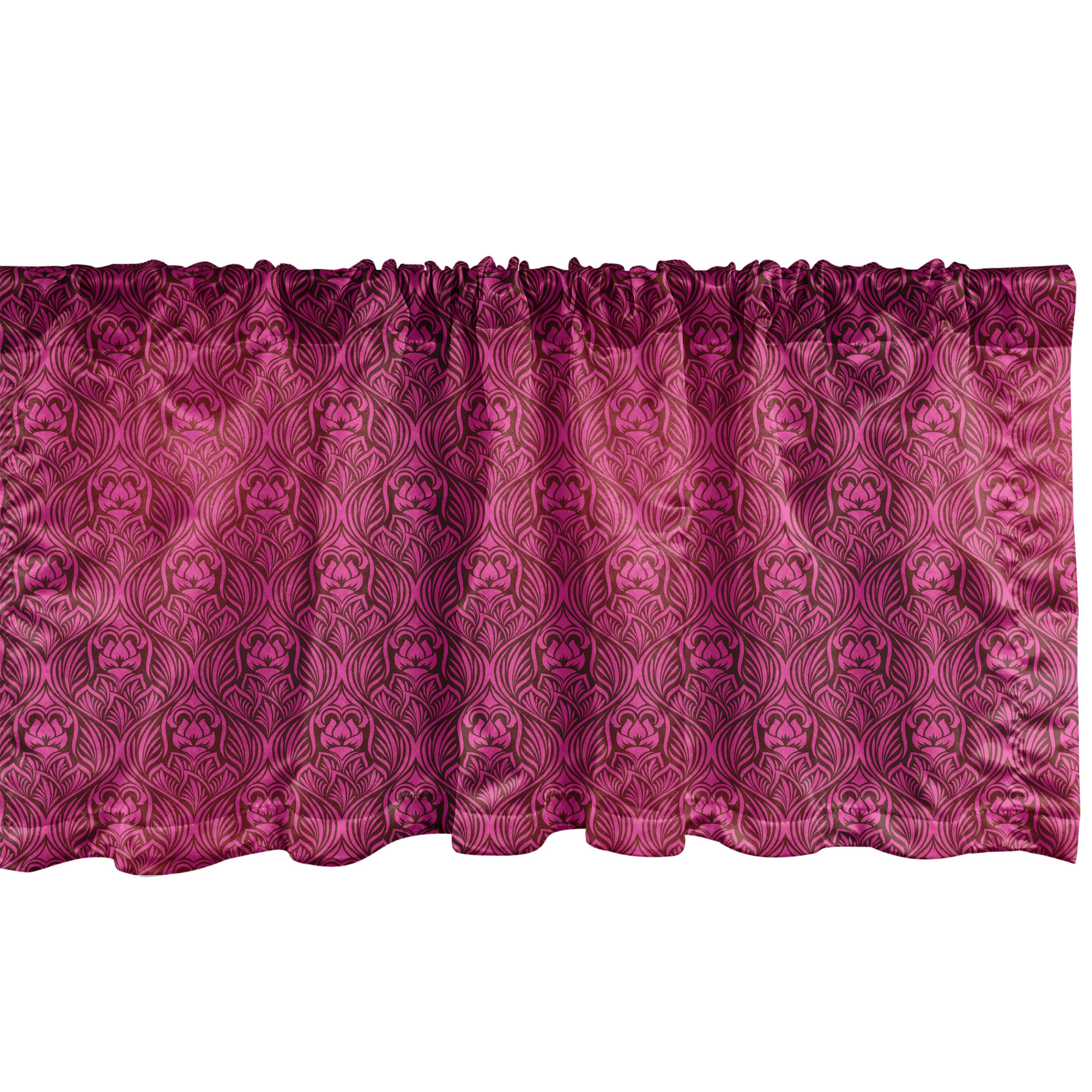 Scheibengardine Vorhang Volant für Küche Schlafzimmer Dekor mit Stangentasche, Abakuhaus, Microfaser, Magenta monochrome Blumen