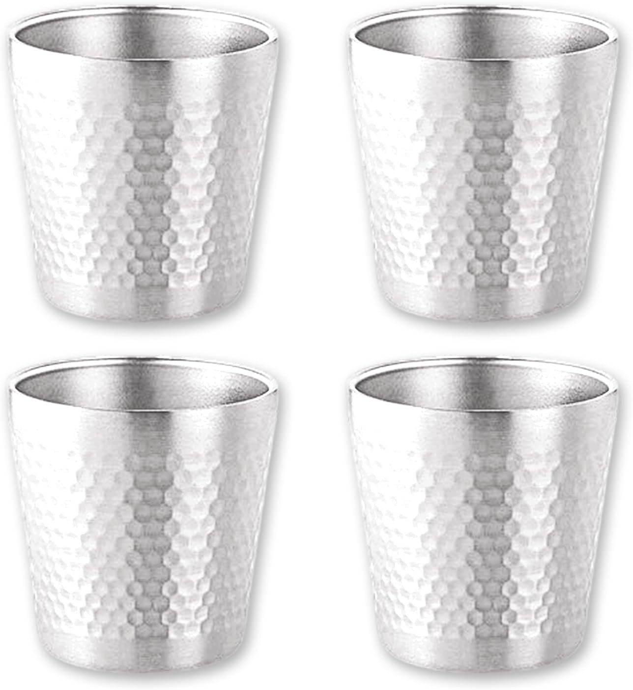 FELIXLEO Messbecher 4 Stück Edelstahlbecher 175ml Stapelbar Ohne Henkel Camping