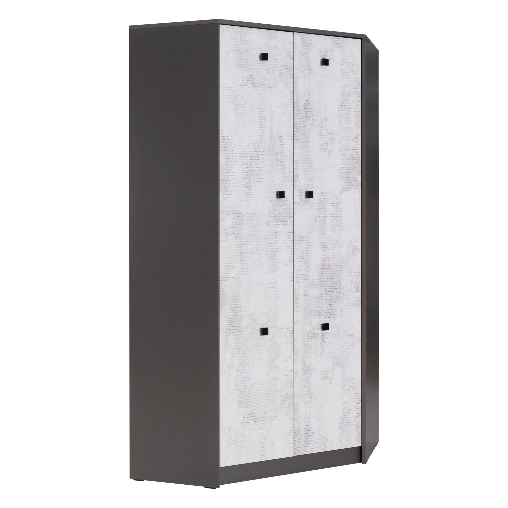 ROYAL24_MARKT Kleiderschrank Tommy Eckkleiderschrank 92 cm mit 2 Türen – Graphit / Enigma