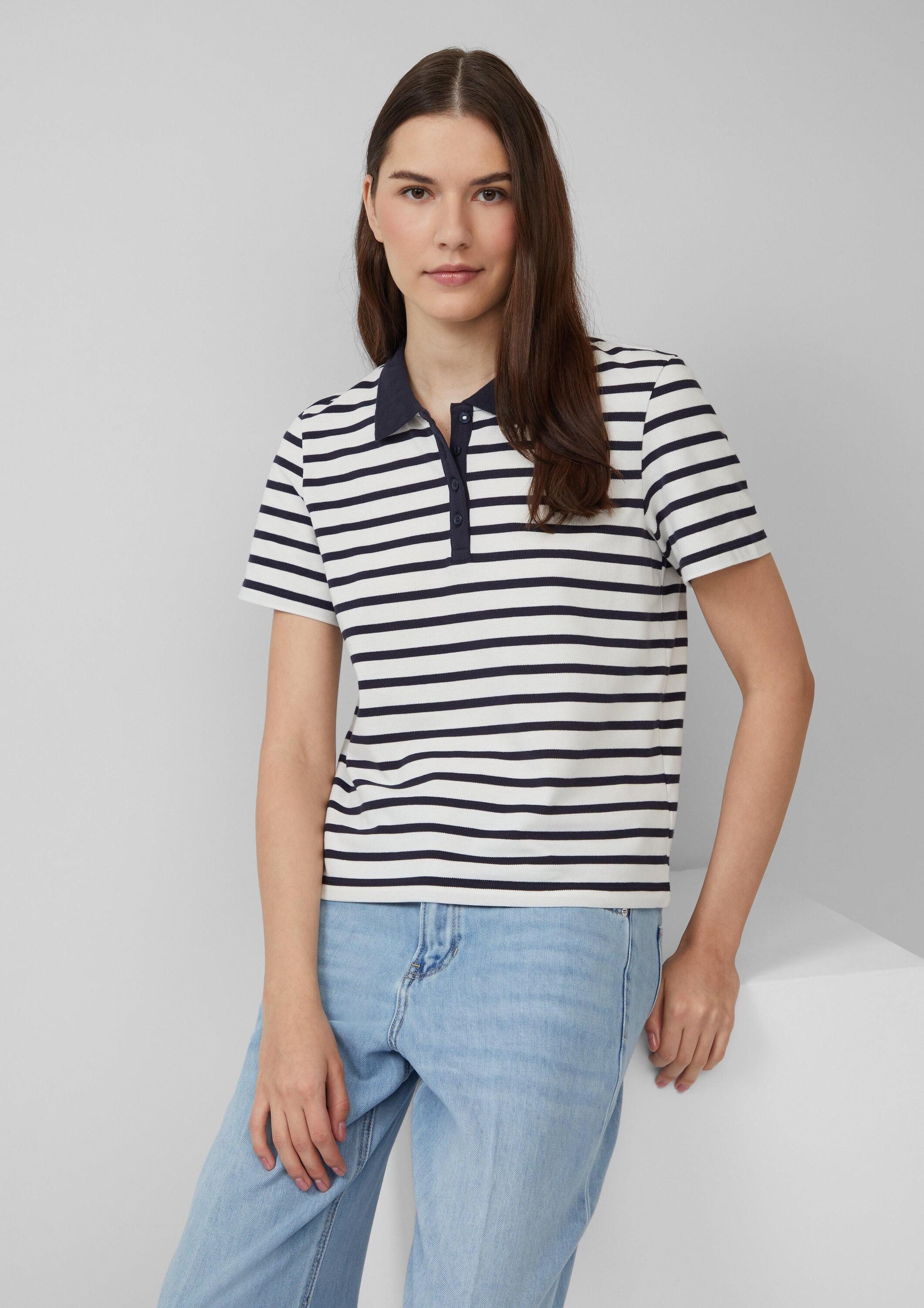 s.Oliver Kurzarmshirt Polo-Shirt Verkürztes Poloshirt aus Baumwollpiqué