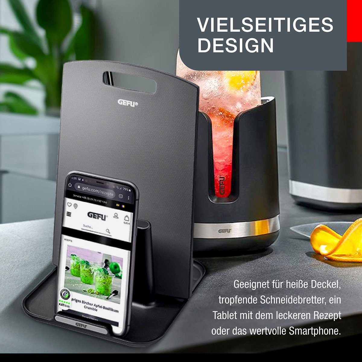 GEFU Topfdeckel Küchenhelfer CADDY Halter für Tablet Smartphone De