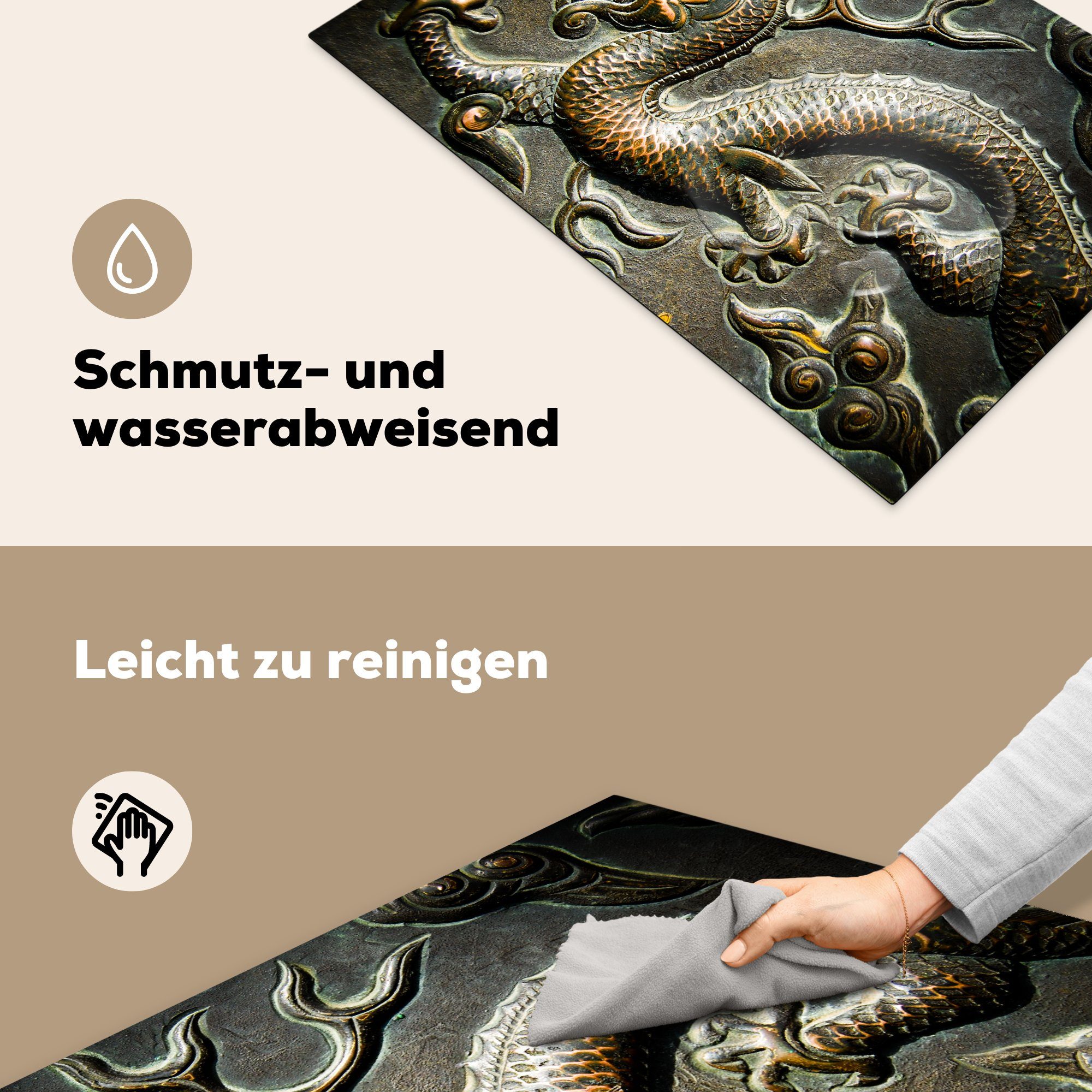 MuchoWow Herdblende-/Abdeckplatte die Schutz Ein tlg), Ceranfeldabdeckung (1 cm, für 81x52 in Drache küche, Induktionskochfeld chinesischer Vinyl, Beijiing,