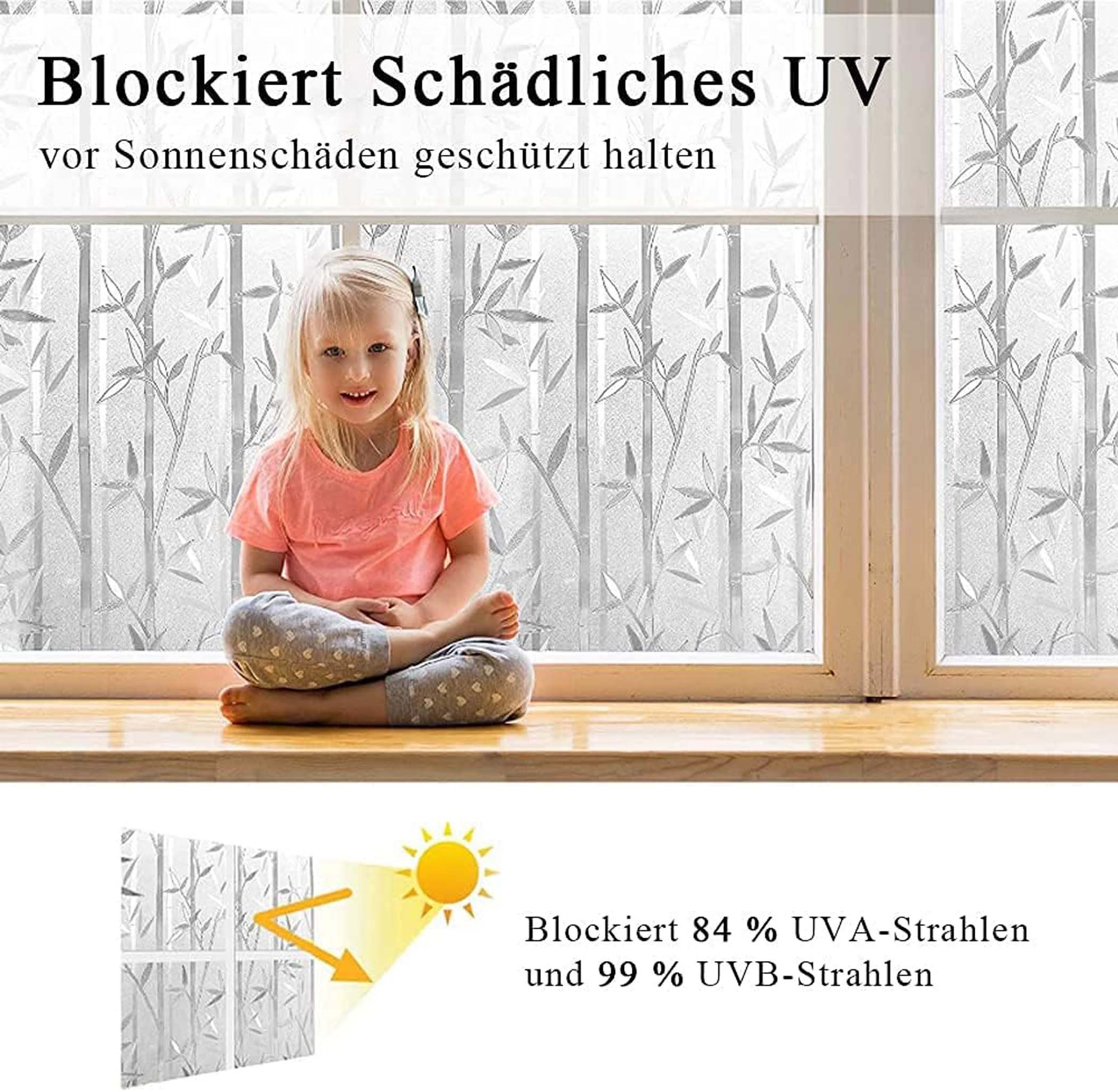 Coonoor Fensterfolie Blickdicht Selbsthaftend, Sichtschutzfolie Fenster, 90% UV-Schutz