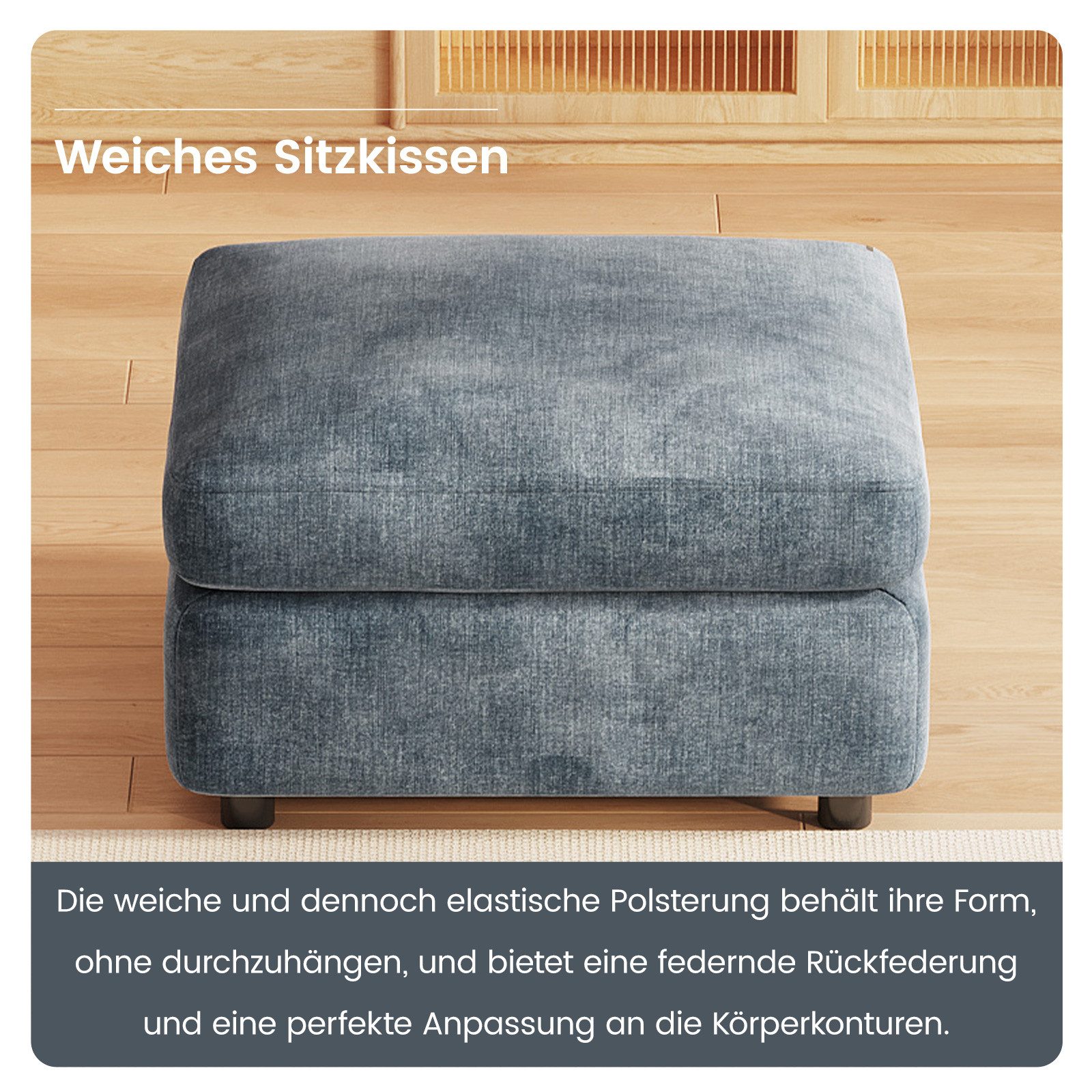 Guyii Sitzhocker mit Stauraum und Deckel für Wohnzimmer, Gepolsterter, Graublau (1 St), Gepolstert, Klappdeckel, Stauraum – Bild 5 von 5