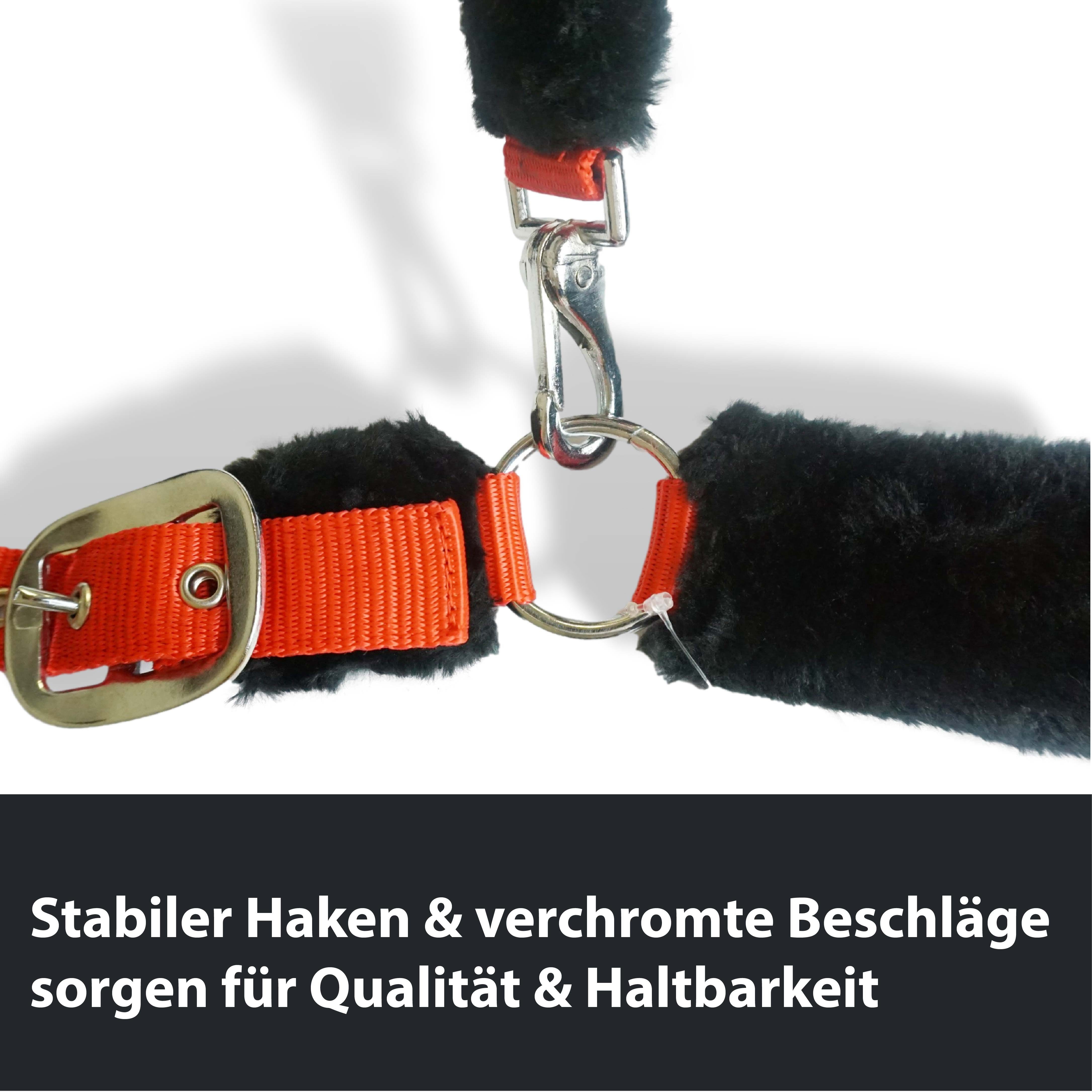 Pferdelinis Fellhalfter Pferde Fellhalfter mit Führstrick, Panikhaken, Fell an Nasen & Genickriemen
