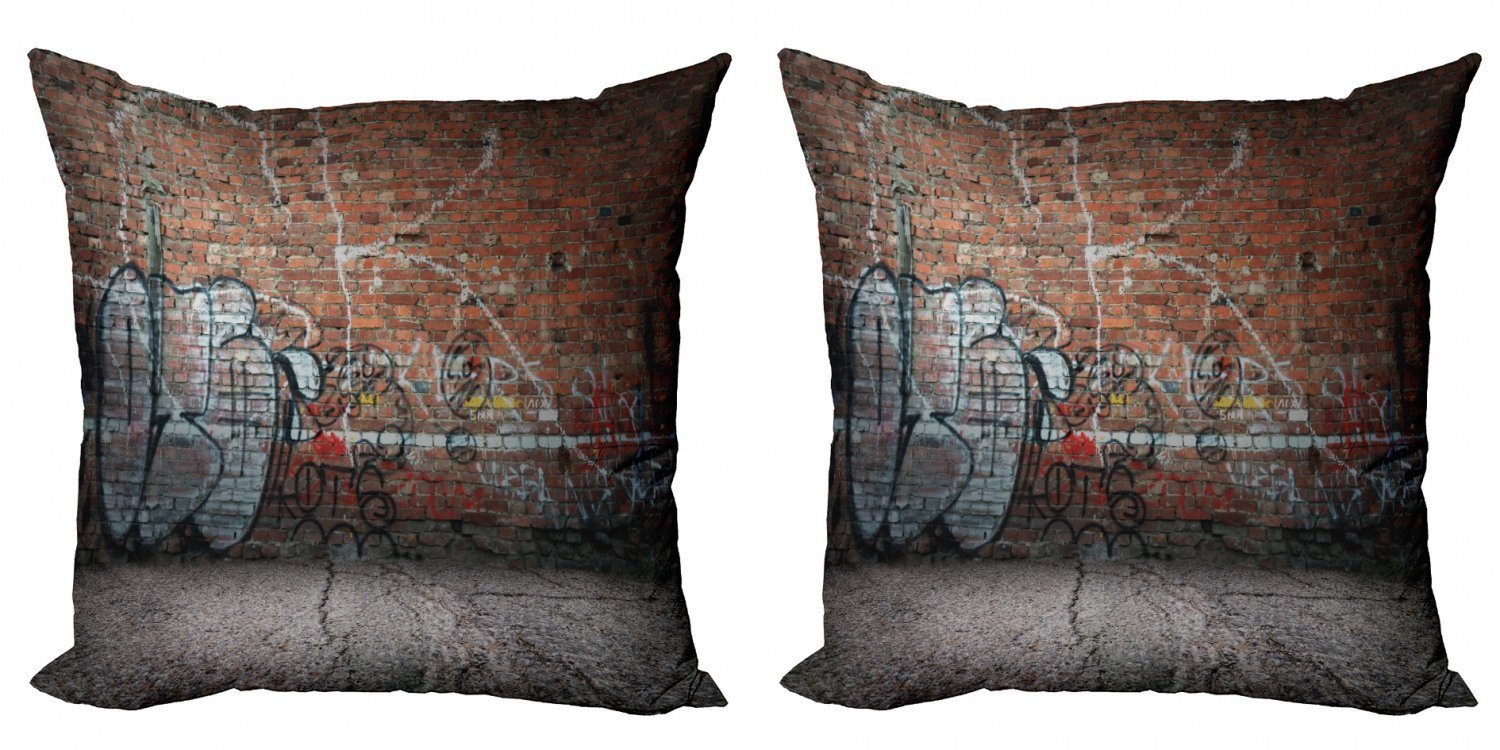 Kissenbezüge Modern Accent Doppelseitiger Digitaldruck, Abakuhaus (2 Stück), Ziegelwand Graffiti Old Wall Street