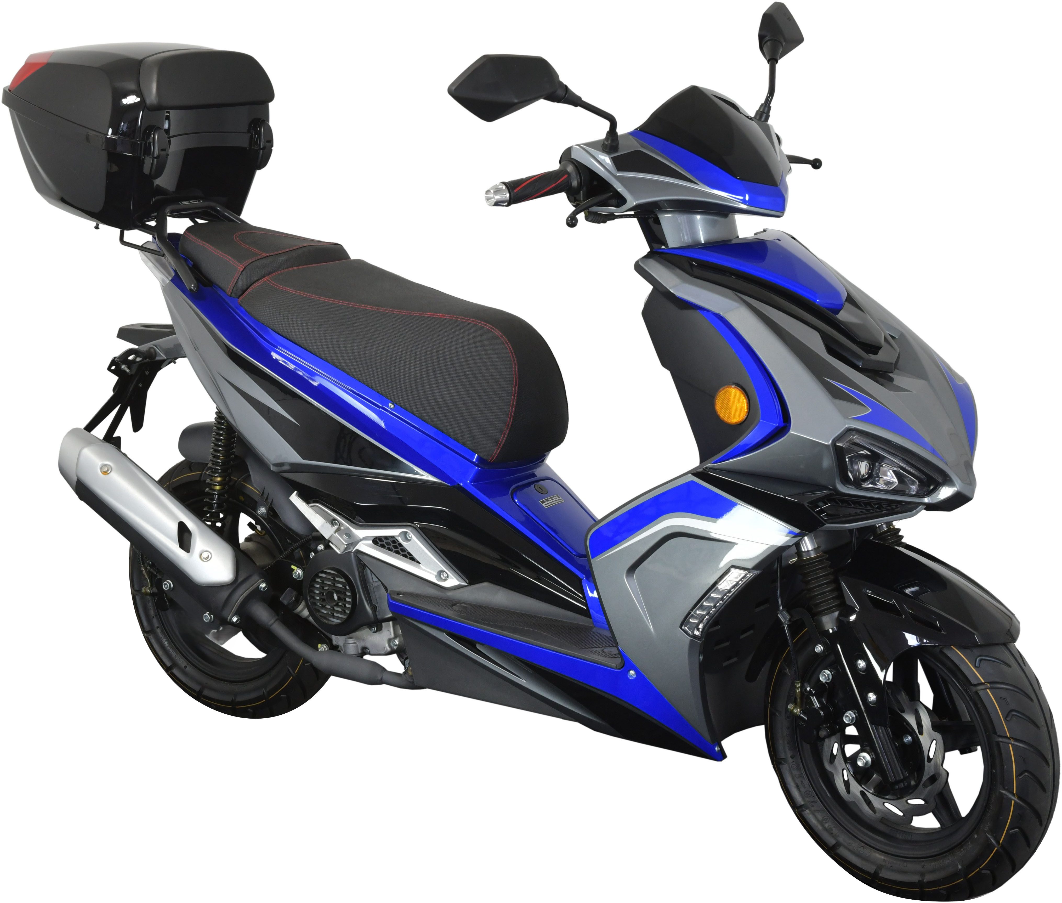 GT UNION Motorroller Striker 25, 49,5 ccm, 25 km/h, Euro 5+, (Set, mit Topcase), Luftgekühlter Motor