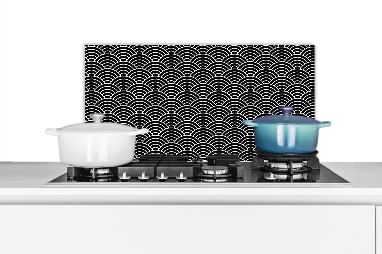MuchoWow Küchenrückwand Regenbogen - Schwarz - Weiß - Design, (1-tlg), 60x30 cm, Wandschutz, gegen Fett und Schmutzflecken für Küchen