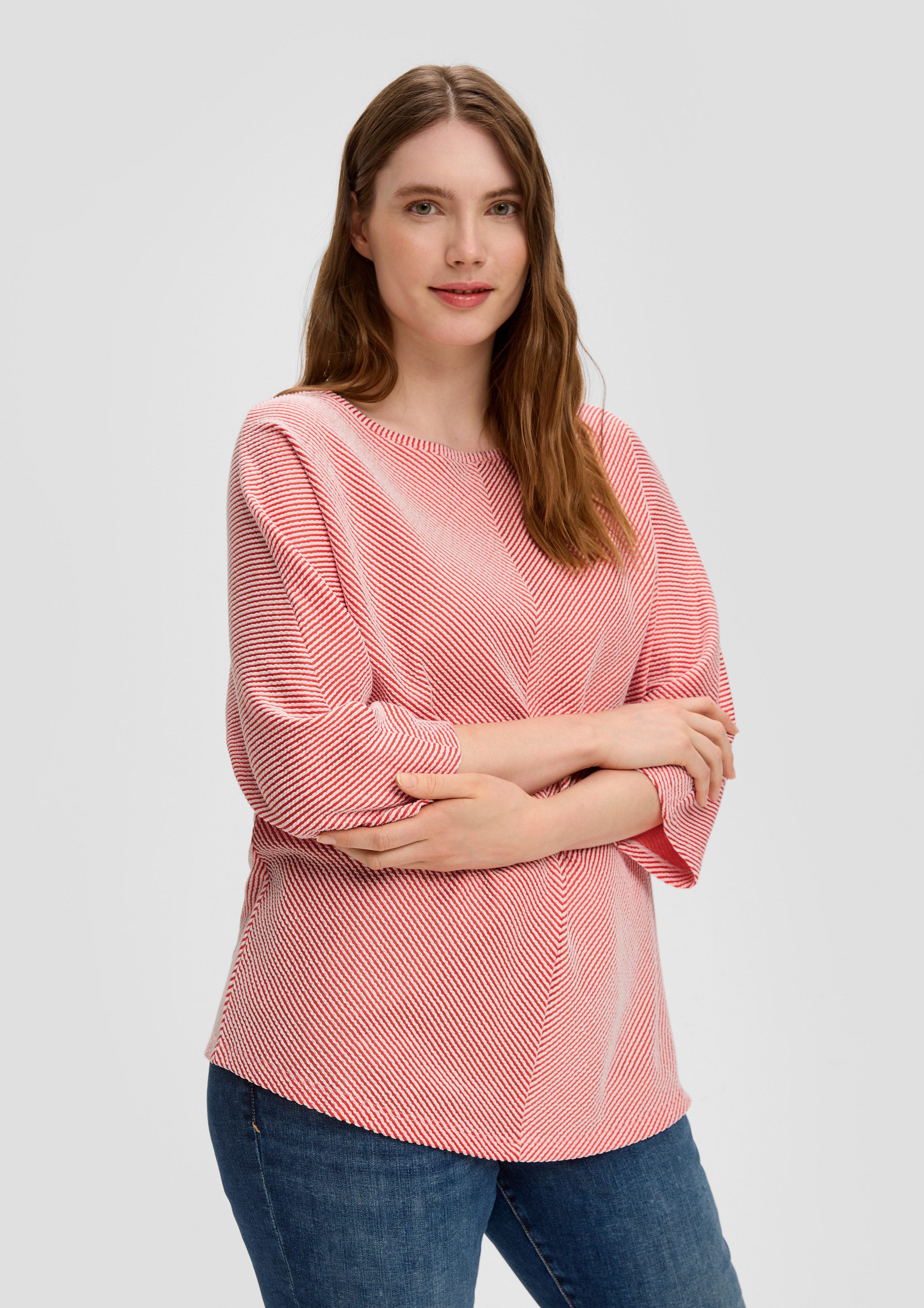 s.Oliver 3/4-Arm-Shirt T-Shirt Shirt mit Streifenstruktur