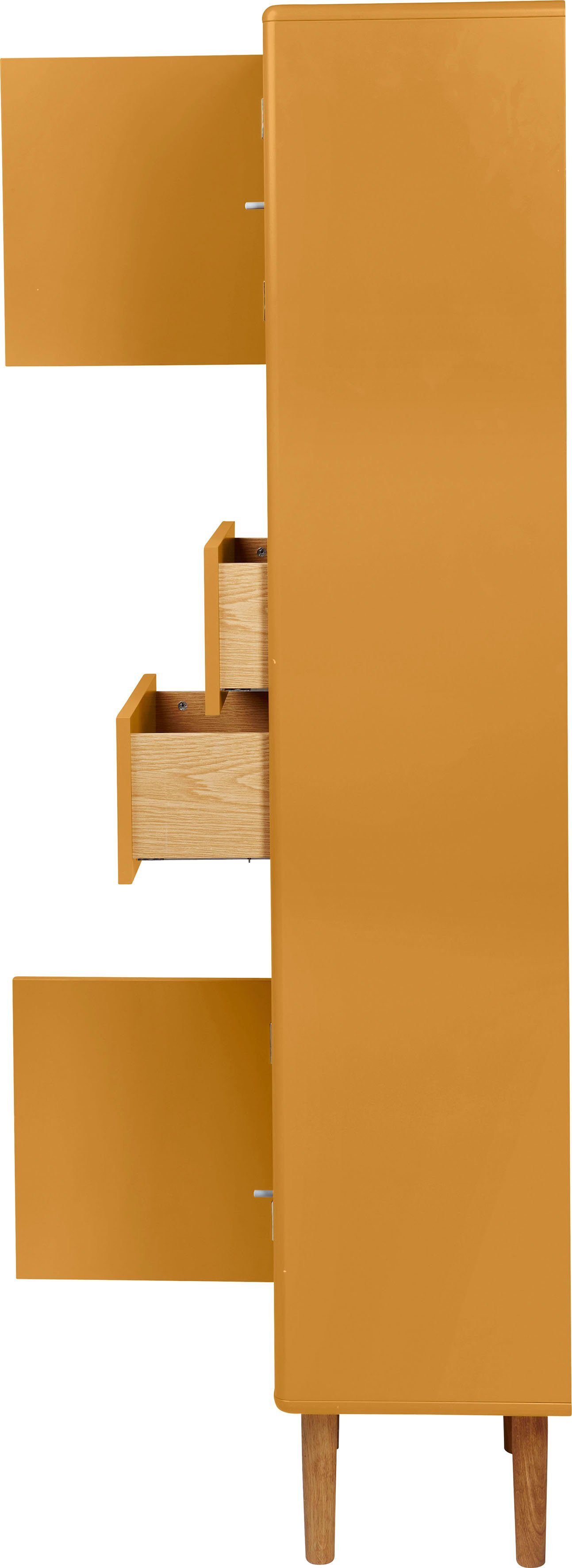 TOM TAILOR HOME Hochschrank 2 mit COLOR cm & 2 mit BATH mustard Push-to-Open,Füße 40 Eiche, Breite Schubladen, Türen