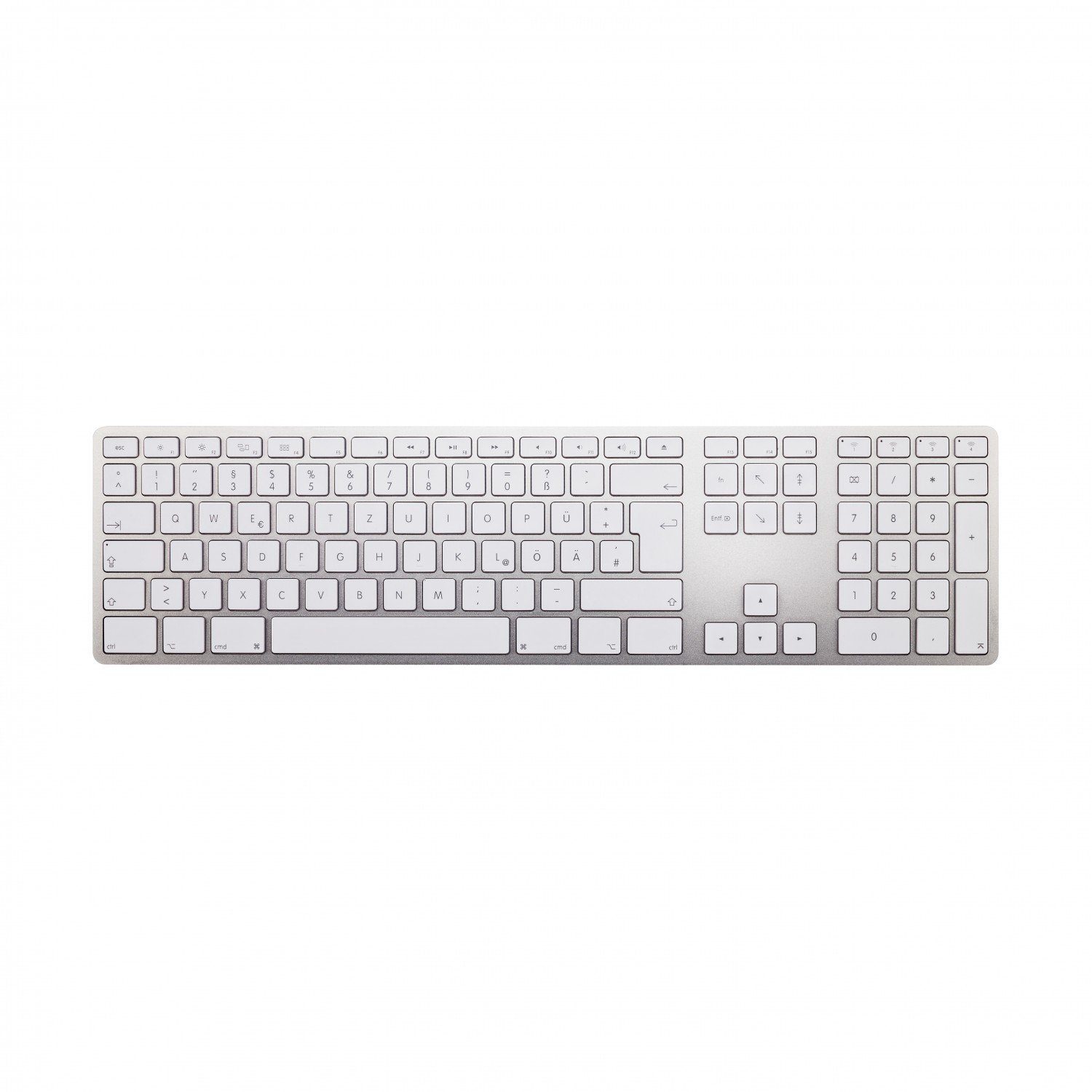matias Apple-Tastatur (Matias Aluminum Wireless Bluetooth Tastatur Deutsch  QWERTZ für Mac OS mit Multi-Connect Funktionalität FK418BTS-DE)