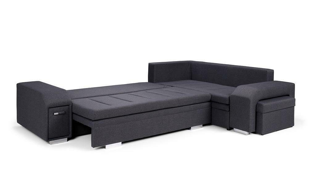Sofa Grau Sitzgruppe Ecksofa, Couch JVmoebel mit Polstersofa Loungesofa Wohnzimmer Kissen