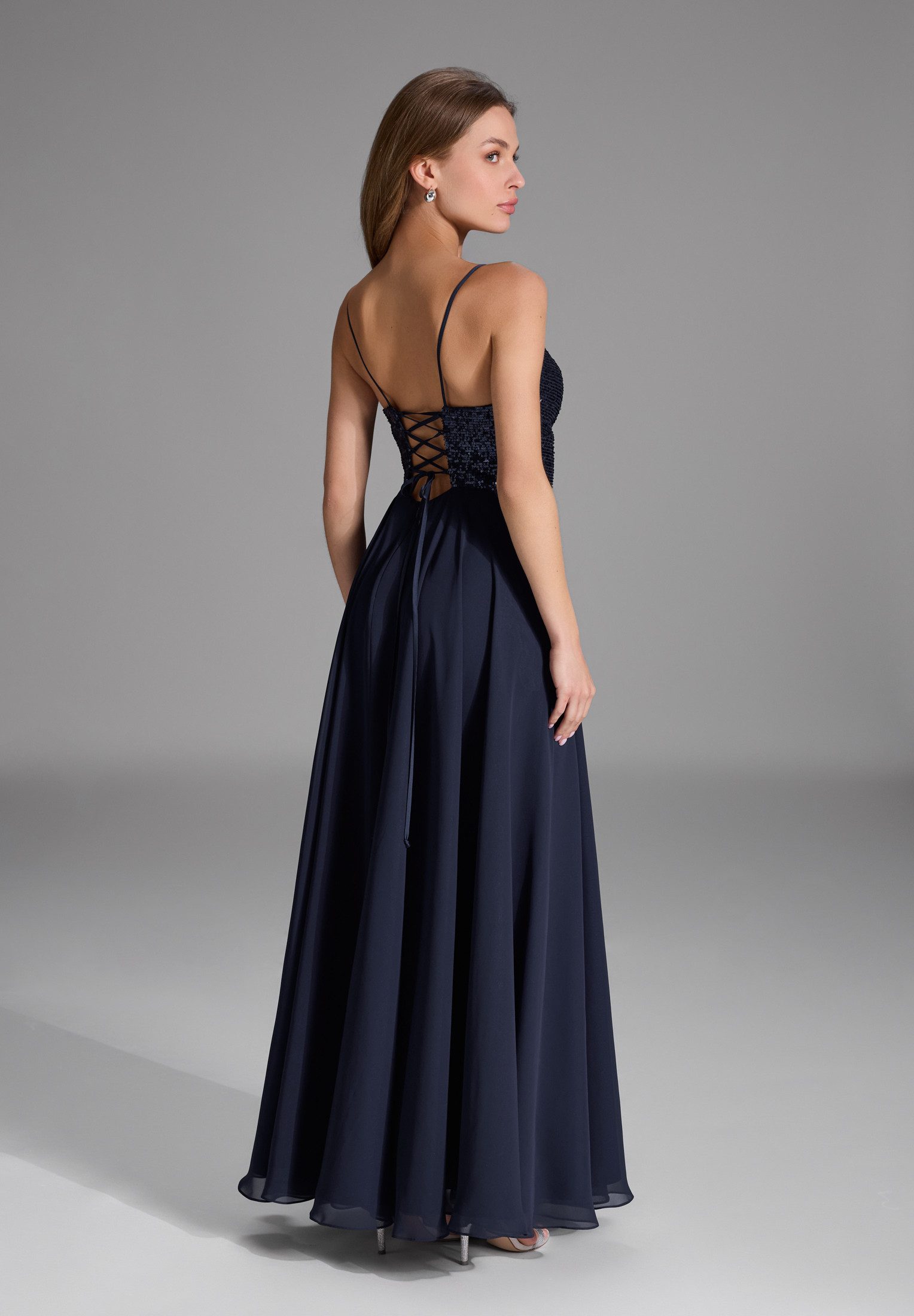 SWING Abendkleid - Abendkleid mit Schnür-Oberteil aus Paillette A-Linie