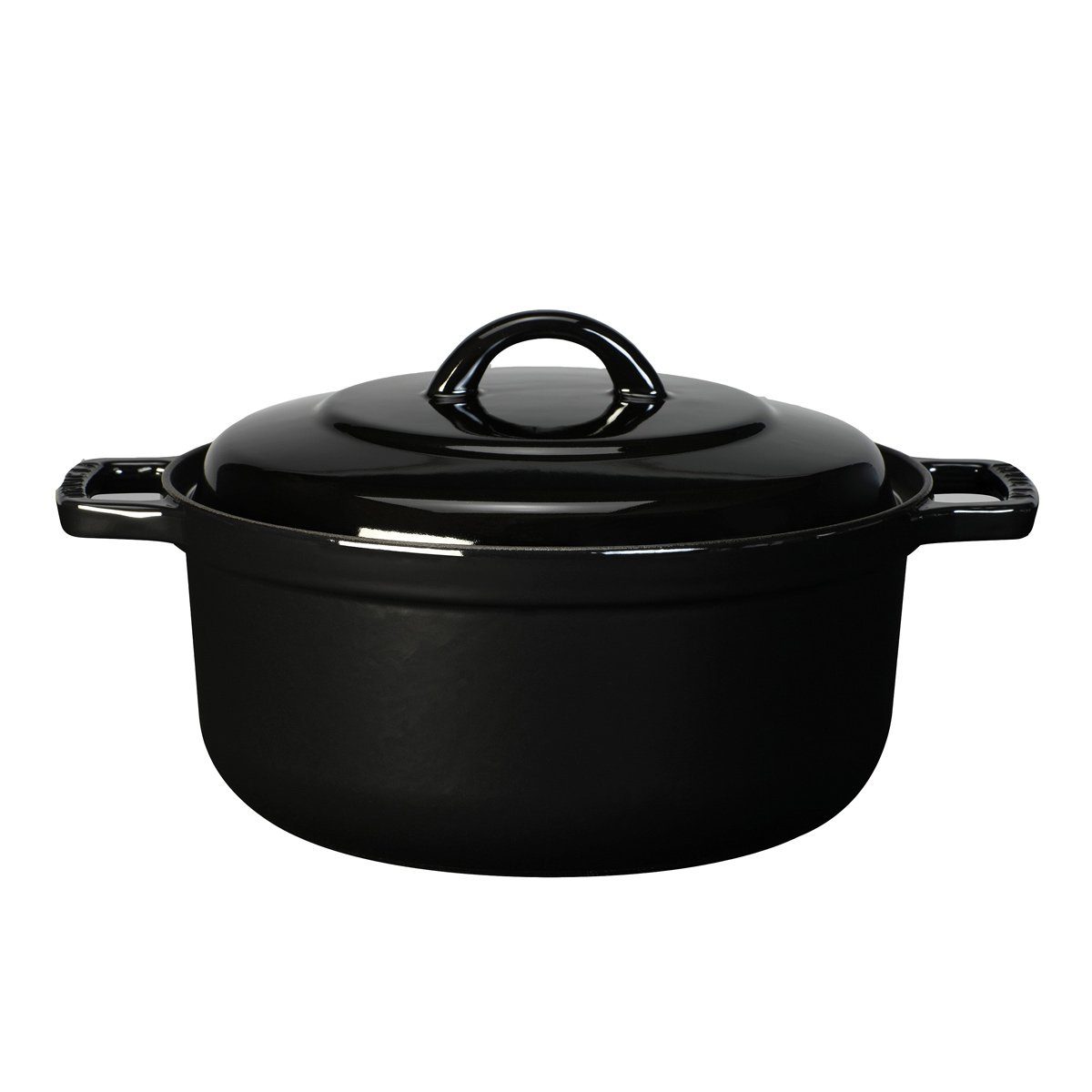 Invicta Bräter Cocottes, Cocotte Bistro rund 28 cm / 5,5 L - Gusseisen schwarz