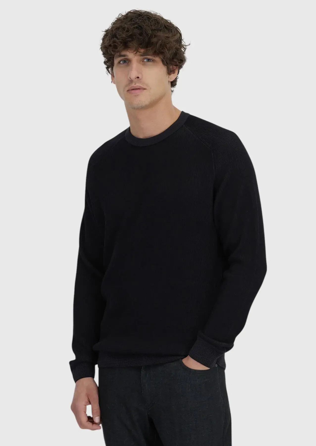 RAMSEY Longpullover Schwarzes Strick-Sweatshirt