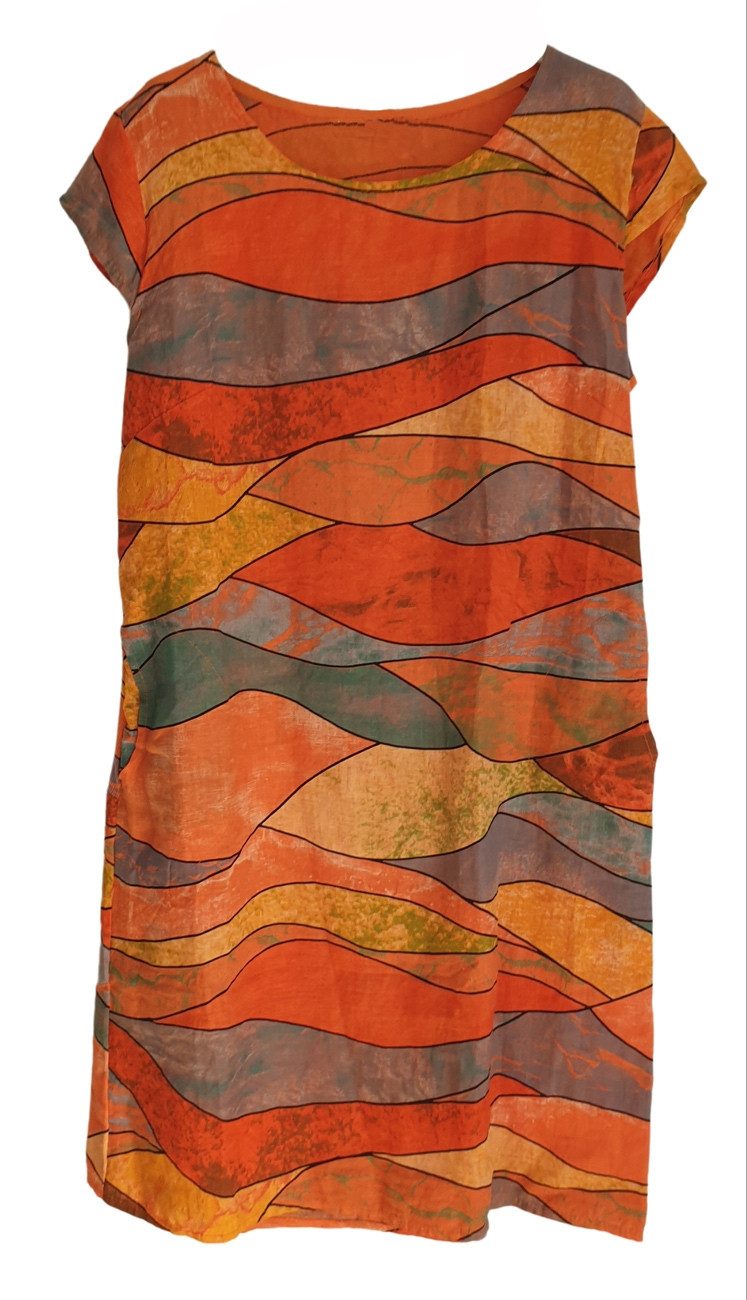 Charis Moda Sommerkleid Leinenkleid "Colourwaves" A-Linie günstig online kaufen