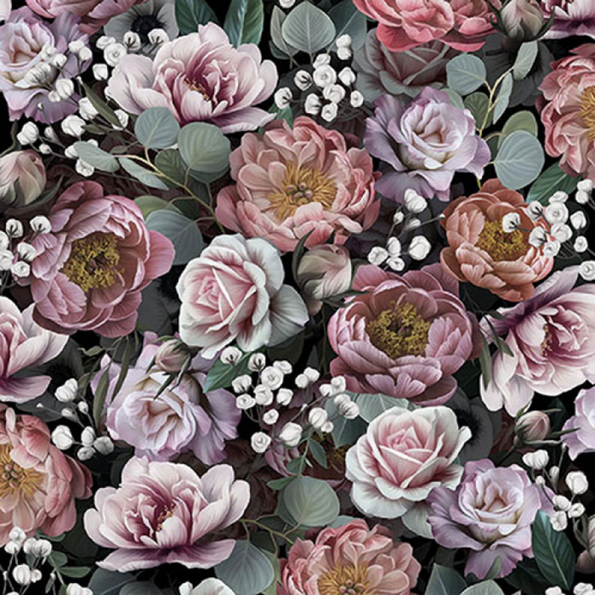 Ambiente Luxury Paper Products Papierserviette, Servietten Papier 33x33cm 3-lagig mit Rosenmotiv & Pfingstrosen 20 Stk