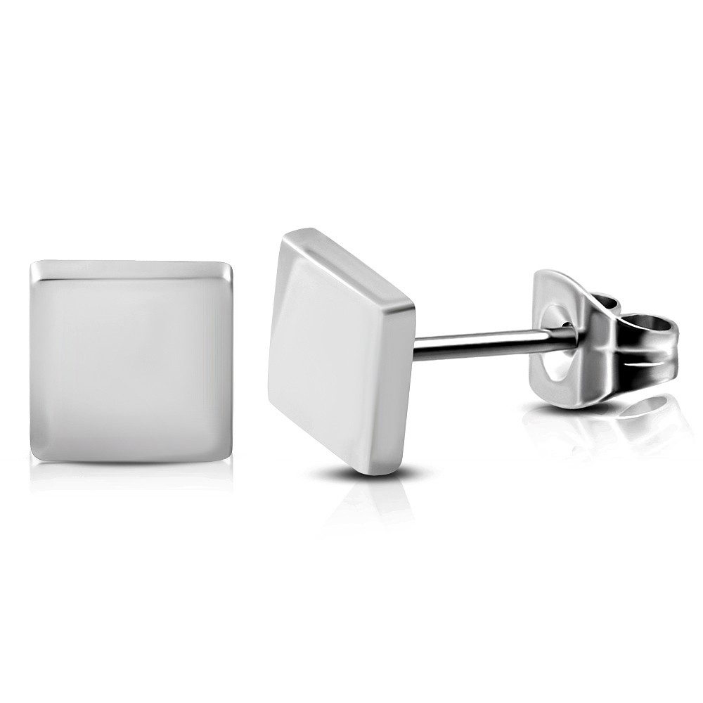 BUNGSA Ohrring-Set Ohrstecker viereckig Silber aus Edelstahl Unisex (1 Paar (2 Stück), 2-tlg), Ohrschmuck Ohrringe