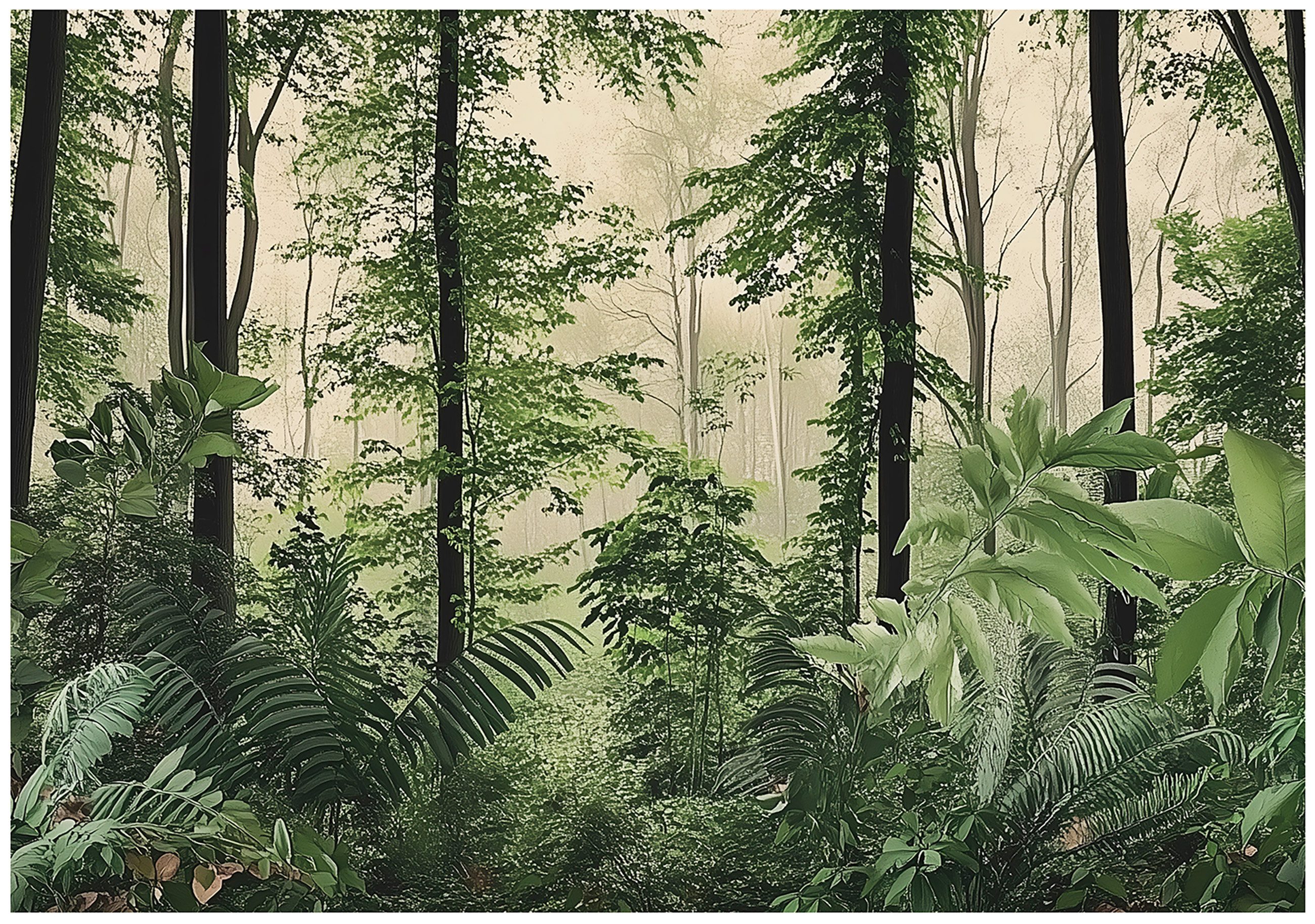 Fototapete Wald Natur Bäume Grün Vlies Tapete Wohnzimmer Schlafzimmer Wandtapete