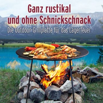 KESSMANN Grillplatte Feuerschale Ø44 cm mit 3 Beine Feuer Korb Feuerstelle Grillen (Set, 1-St., für Garten Balkon Camping Terasse Veranda Reisen Urlaub), Lagerfeuer robust, rostfrei und standfest braten kochen und grillen