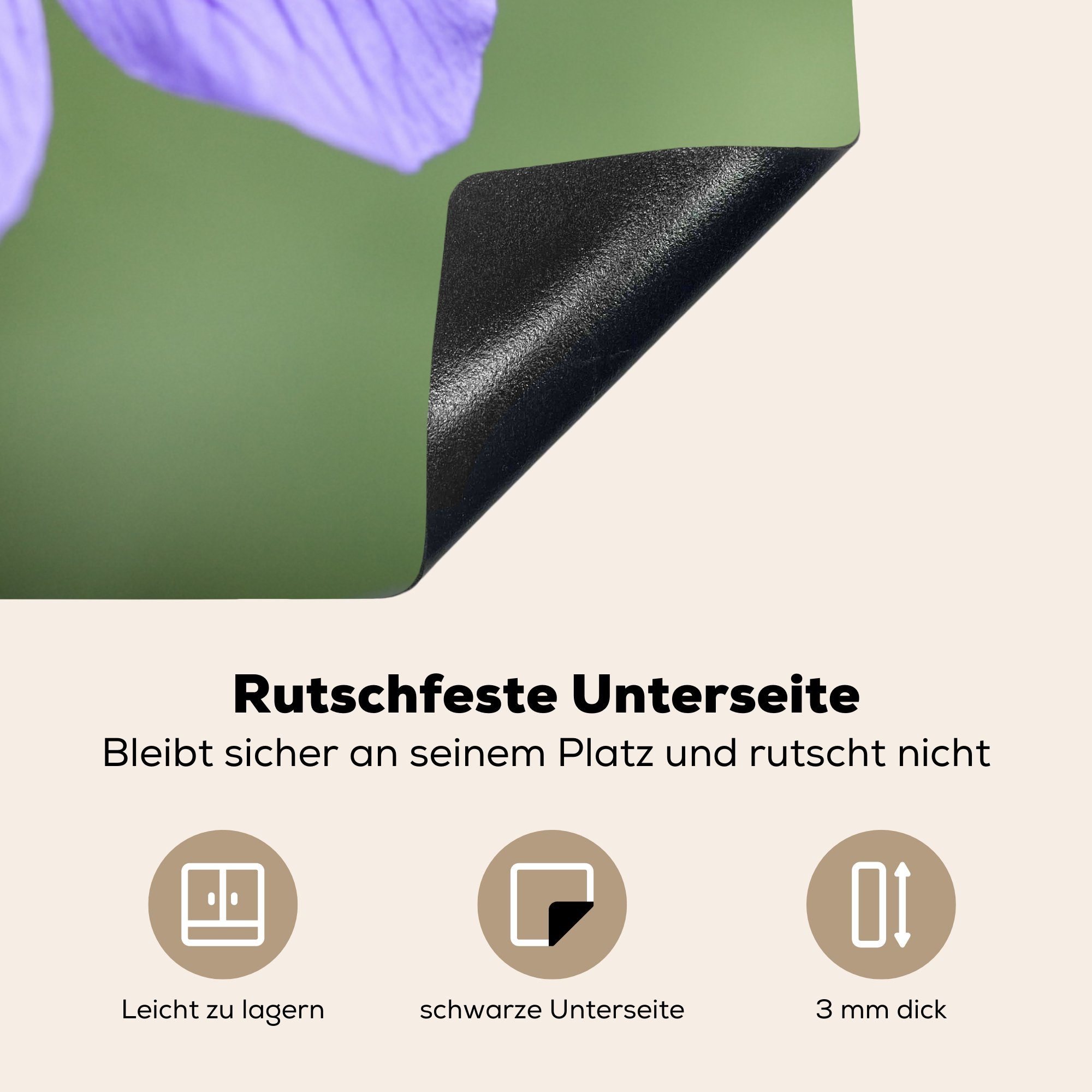 MuchoWow küche Blüte, Ceranfeldabdeckung, Herdblende-/Abdeckplatte (1 cm, in Vinyl, für 78x78 voller tlg), Geranien Violette Arbeitsplatte