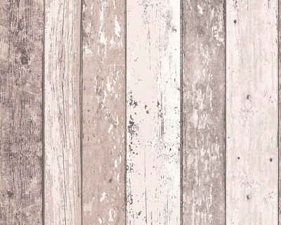 living walls Vliestapete Best of Wood`n Stone 2nd Edition, Holz, Landhaus Tapete Holzoptik Braun Creme